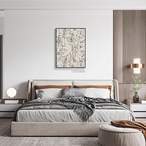 Miniatura 4 de Lienzo abstracto moderno para mujer, arte de pared, línea minimalista, bohemio, flores botánicas, pósteres estéticos contemporáneos negros femeninos