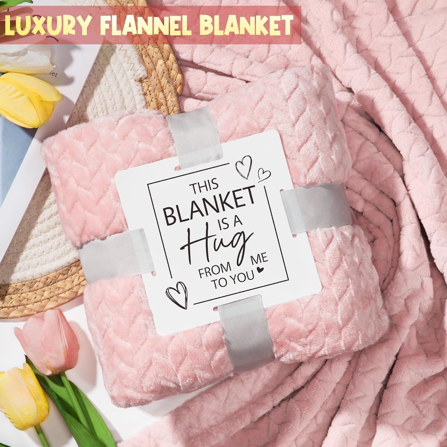 Valentines Day Birthday Gifts for Women Self Care Gifts Get Well Soon Gifts, Rose Relaxing Spa Gifts Basket Care Package with Flannel Blanket, Unique Gifts for Her Mom Wife Girlfriend Friend Sister - Image 5