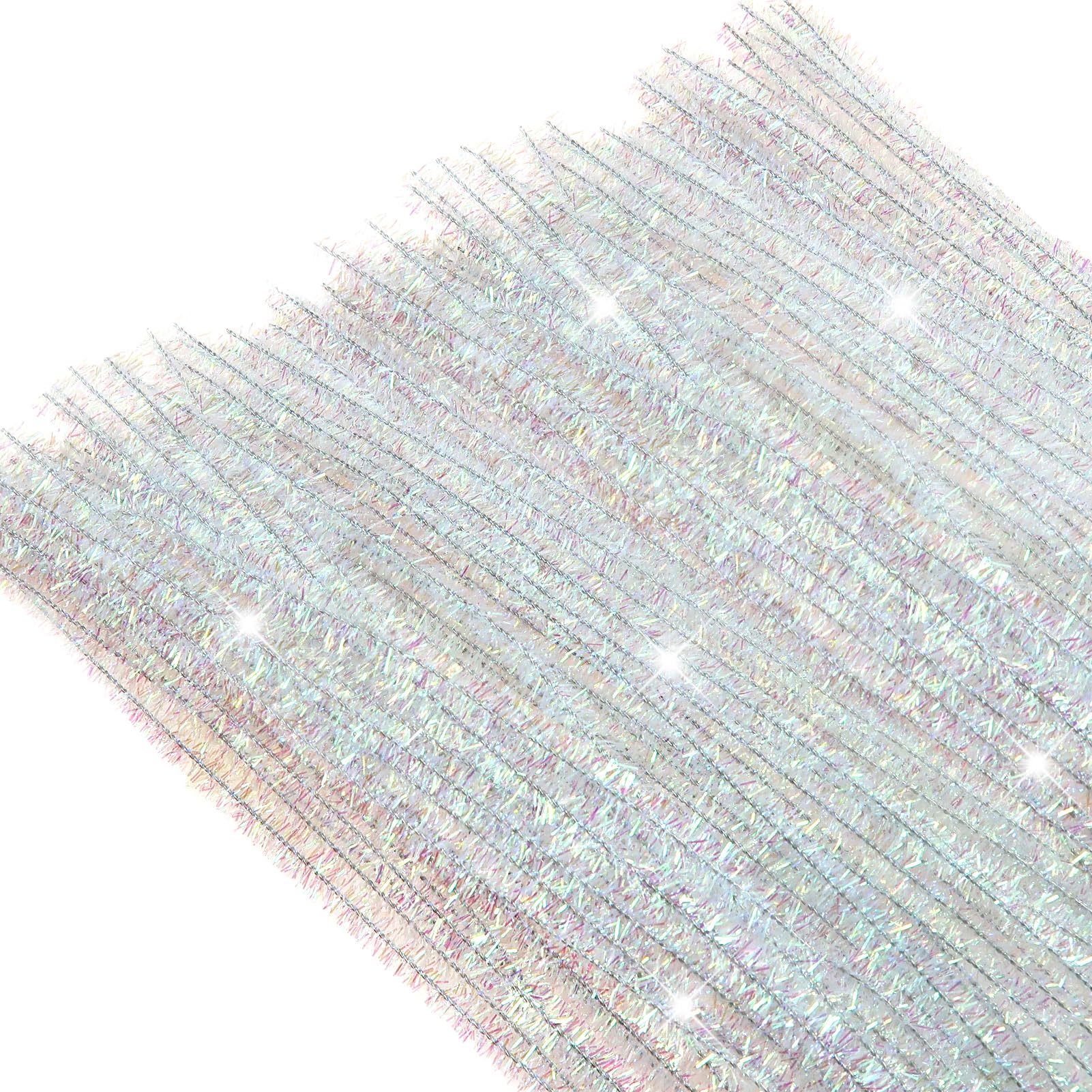 TOAOB 100pcs Glitter White Pipe Cleaners 30cm 6mm Long Chenille Stem | Fuzzy Stick for Craft Supplies, DIY Flowers Projects, Home Decoration-image-30