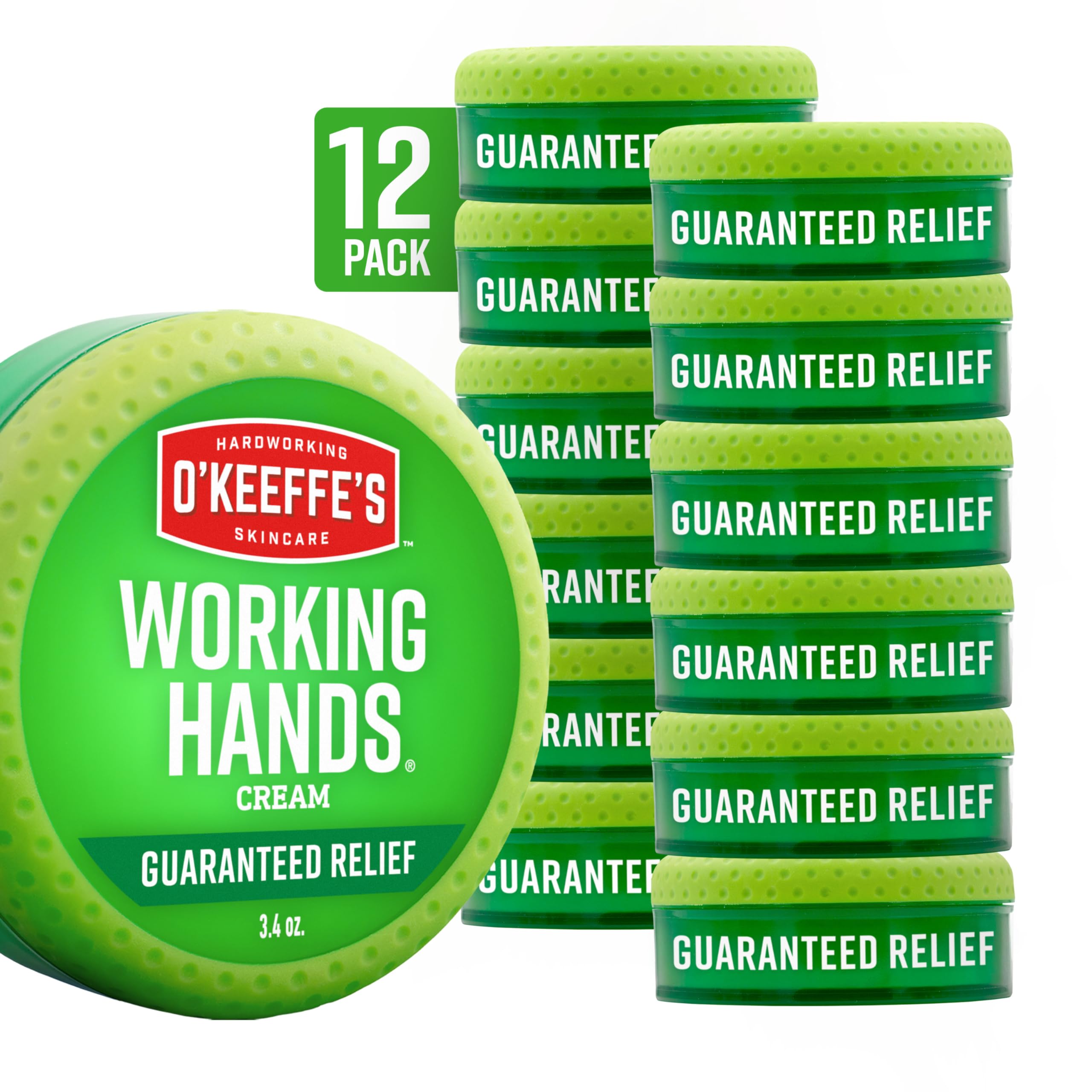 Working Hands Hand Cream for Extreme Dryness - 3.4 oz Jar (12 Pack) - Repairing Skincare for Cracked, Dry Hands