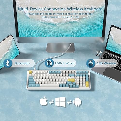 Miniatura 3 de CMK98 Teclado mecánico inalámbrico para juegos con teclado numérico, triple modo intercambiable en caliente, teclado personalizado de 99 teclas
