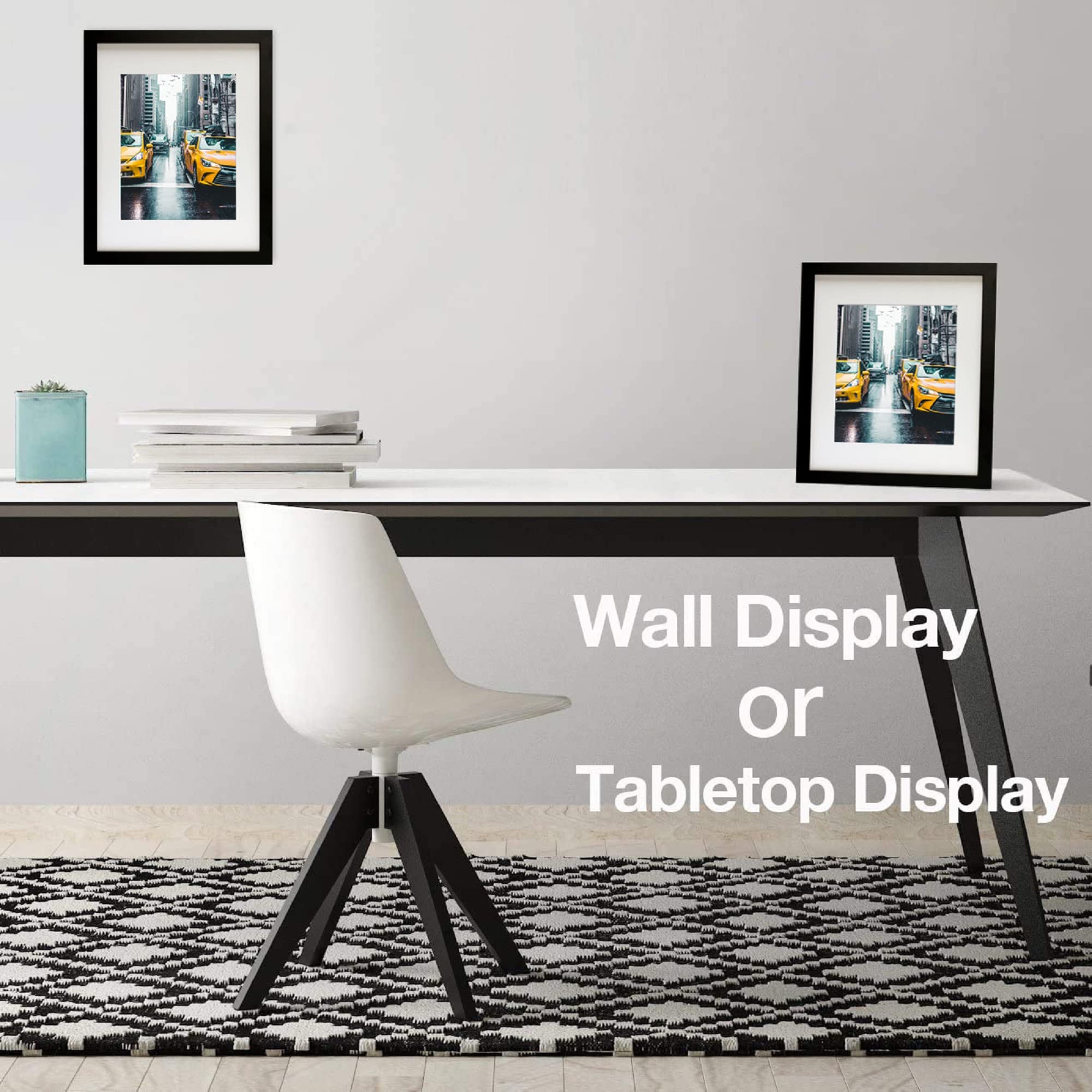 Xinzi Picture Frame 10x12 Black Picture Frames Set of 2,Display Pictures 7x9 with Mat or 10x12 Without Matï¼ŒMulti Photo Frames Collage for Wall or Tabletop Display