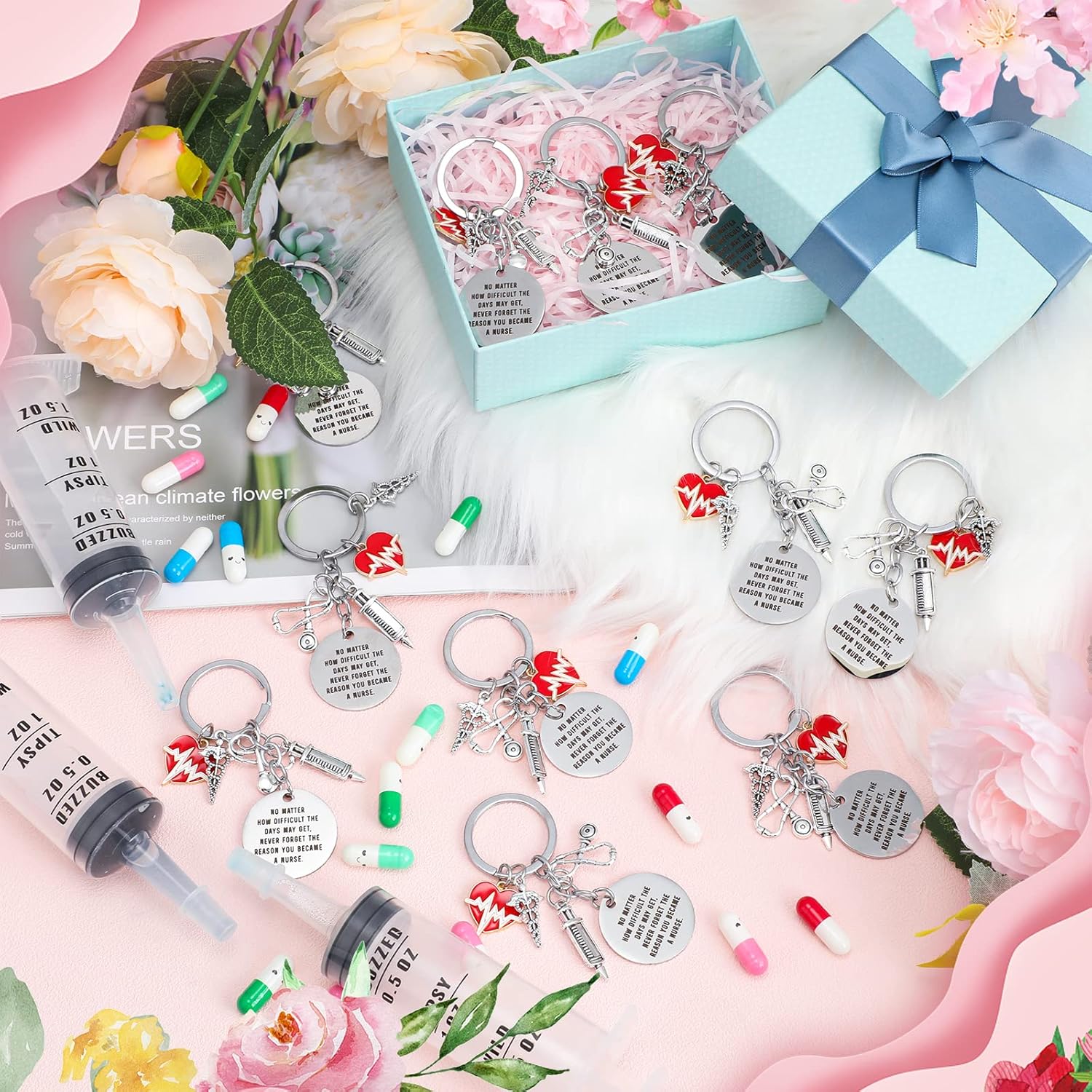 Kigeli 20 Pcs Christmas Nurses Gifts Bulk Women Keychain Nurse Appreciation Gifts - Image 3