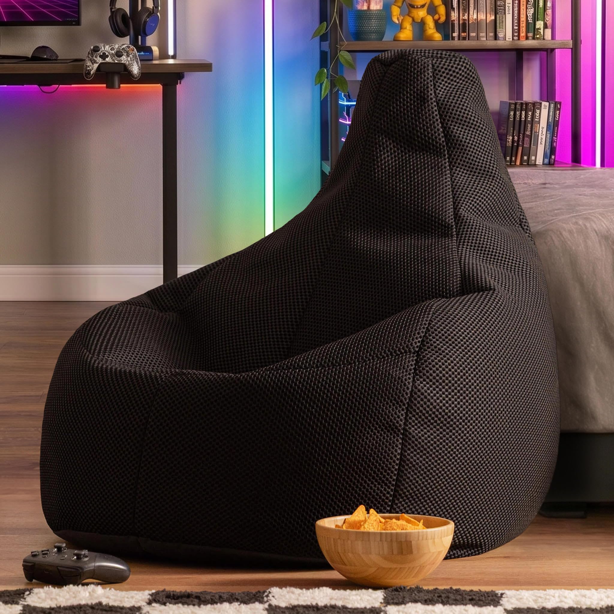 Icon Performance Mesh Pouf Gaming, Pouf Poire avec Remplissage, Noir