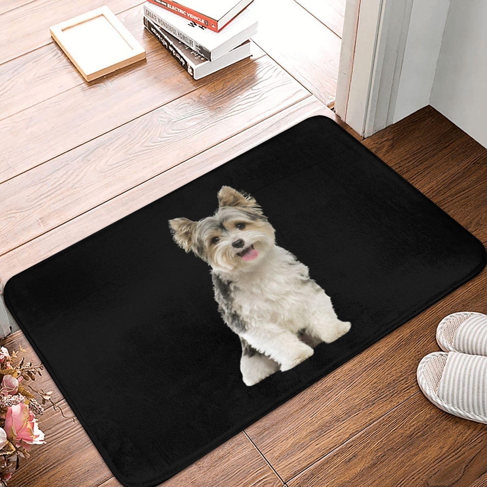 犬柄ヨーキー ラグカーペット ラグマット 40x60cm玄関マット 可愛い Amazon | ヨークシャーテリア 犬柄 玄関マット 可愛い 屋外 室内 滑り