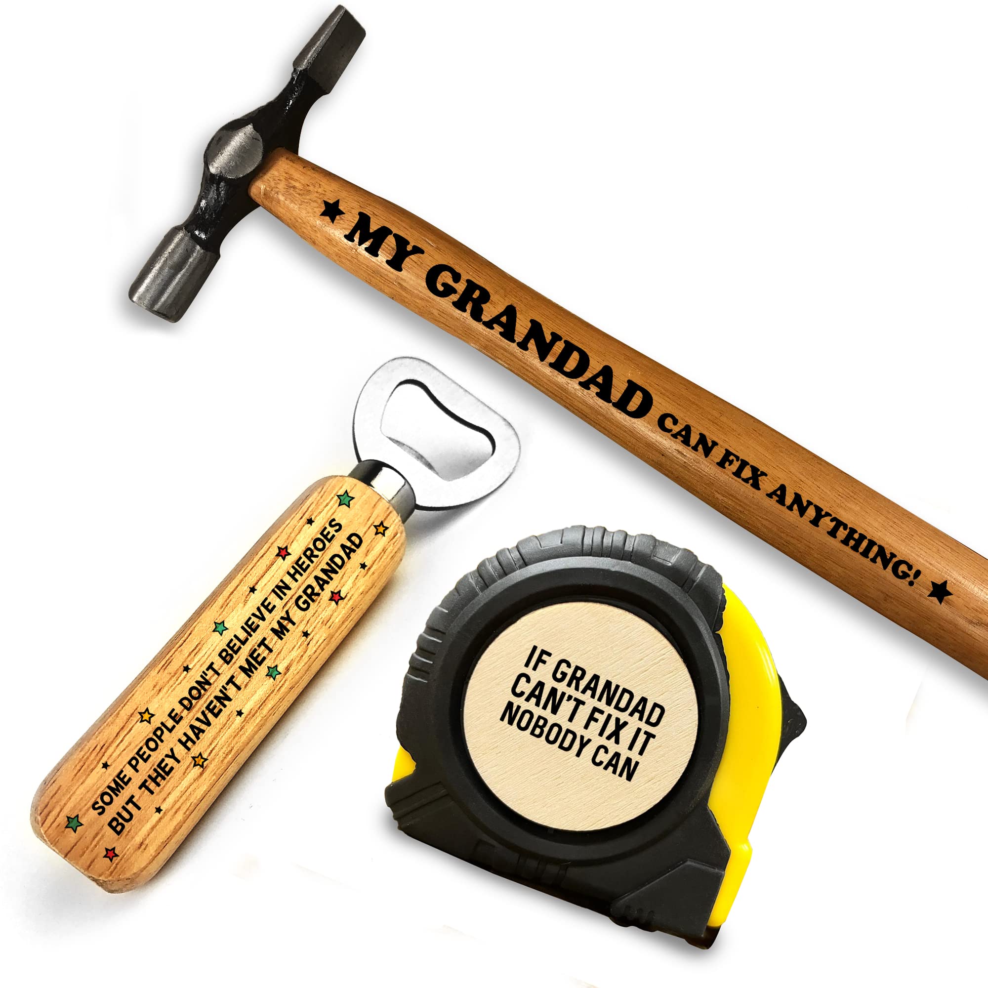 Red Ocean Novelty Grandad Gifts From Granddaughter Grandson Engraved Hammer Tape Measure DIY tools Fathers Day Gift For Him Grandad