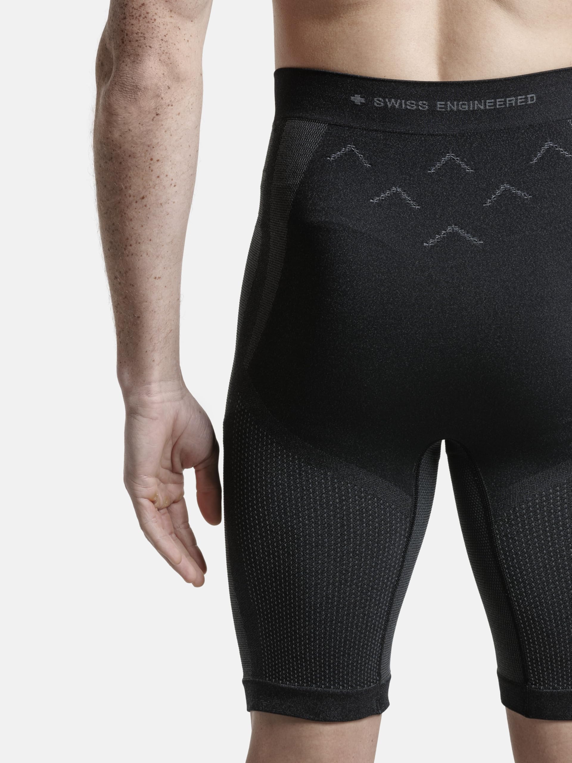 X-Bionic Malla Corta Xceed Run para Hombre - Malla de Running de Alto Rendimiento con tecnología HygroDiffuser y VectorSphere - Termorregulación y transpiración - X Negro/Gris Rinoceronte, M