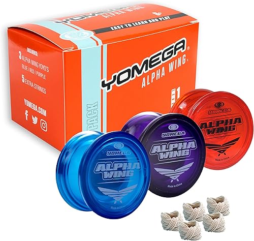 Yomega Yoyo de ala alfa 3X, yoyo de eje fijo diseñado para principiantes. Juego de trucos de cuerdas y entusiastas del eje fijo (clásico)