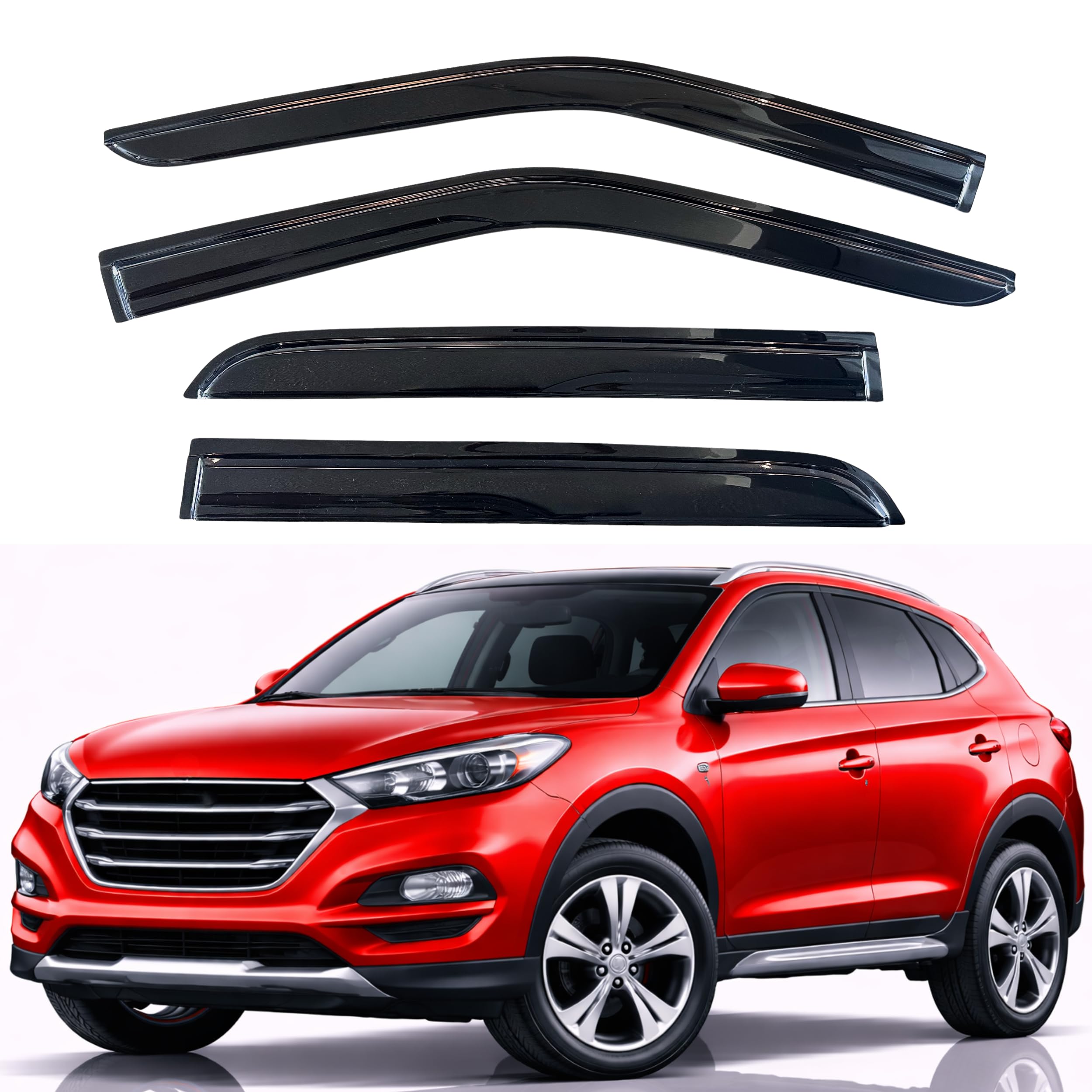 KPY Rain Guards Fit for 2010-2015 Hyundai Tucson, Out-Channel Window Visors Vent Wind Deflectors 4PC, Car Accessories for 10-15 Tucson