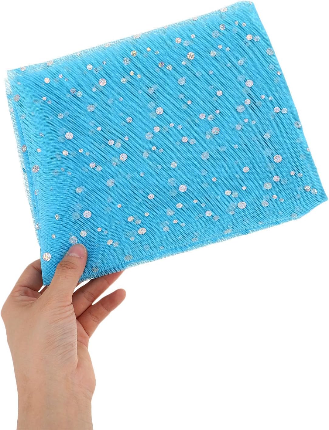 Belly Dancer Headpiece and Veil Alloy and Mesh Material, Convenient Combination with Vibrant Polka Dot Patterns for Halloween and Belly Dancer Performances Sky-Blue