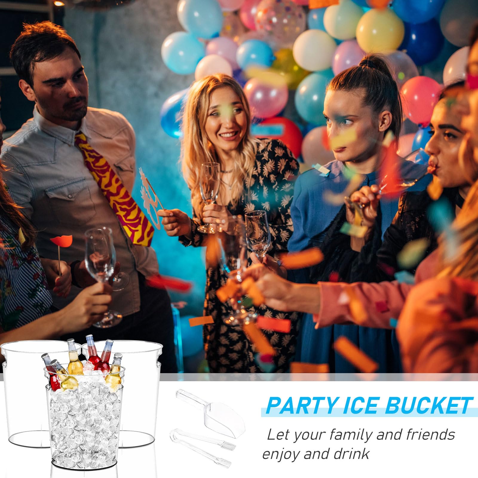 Seaux à Glace LED, Seau à Glace Amélioré de 5 L avec Plusieurs Couleurs Changeant pour la Fête