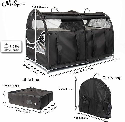 Miniatura 5 de Mispace - 2 portadores portátiles para mascotas para gatos, condominio plegable para gatos para viajes en automóvil, jaula de exposición, con bolsa