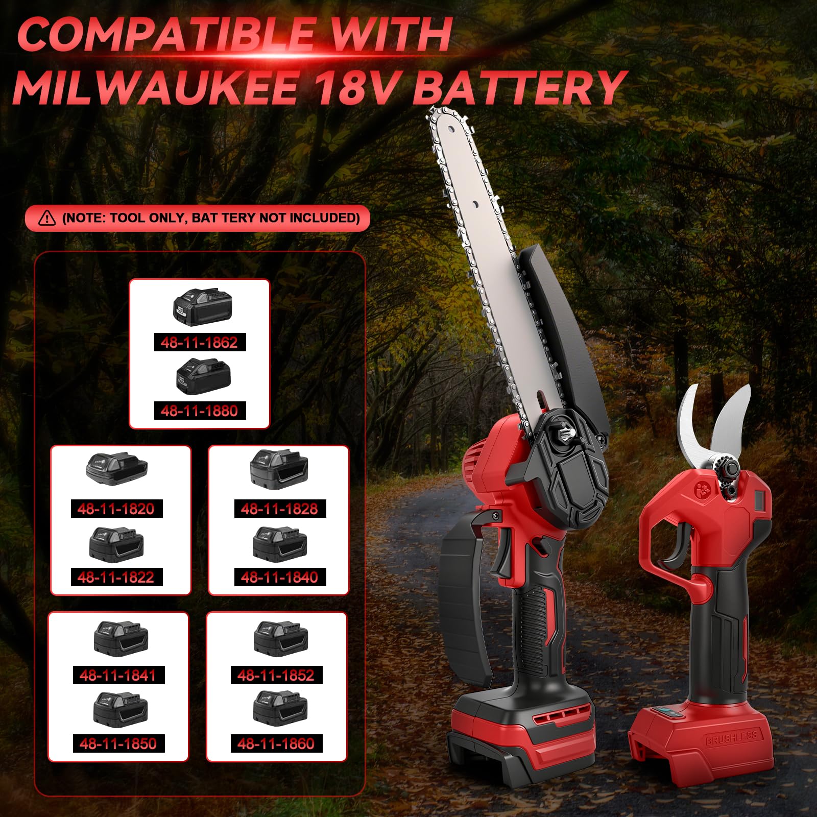 Mini tronçonneuse et sécateur télescopique 4 en 1 pour Milwaukee M18 18 V