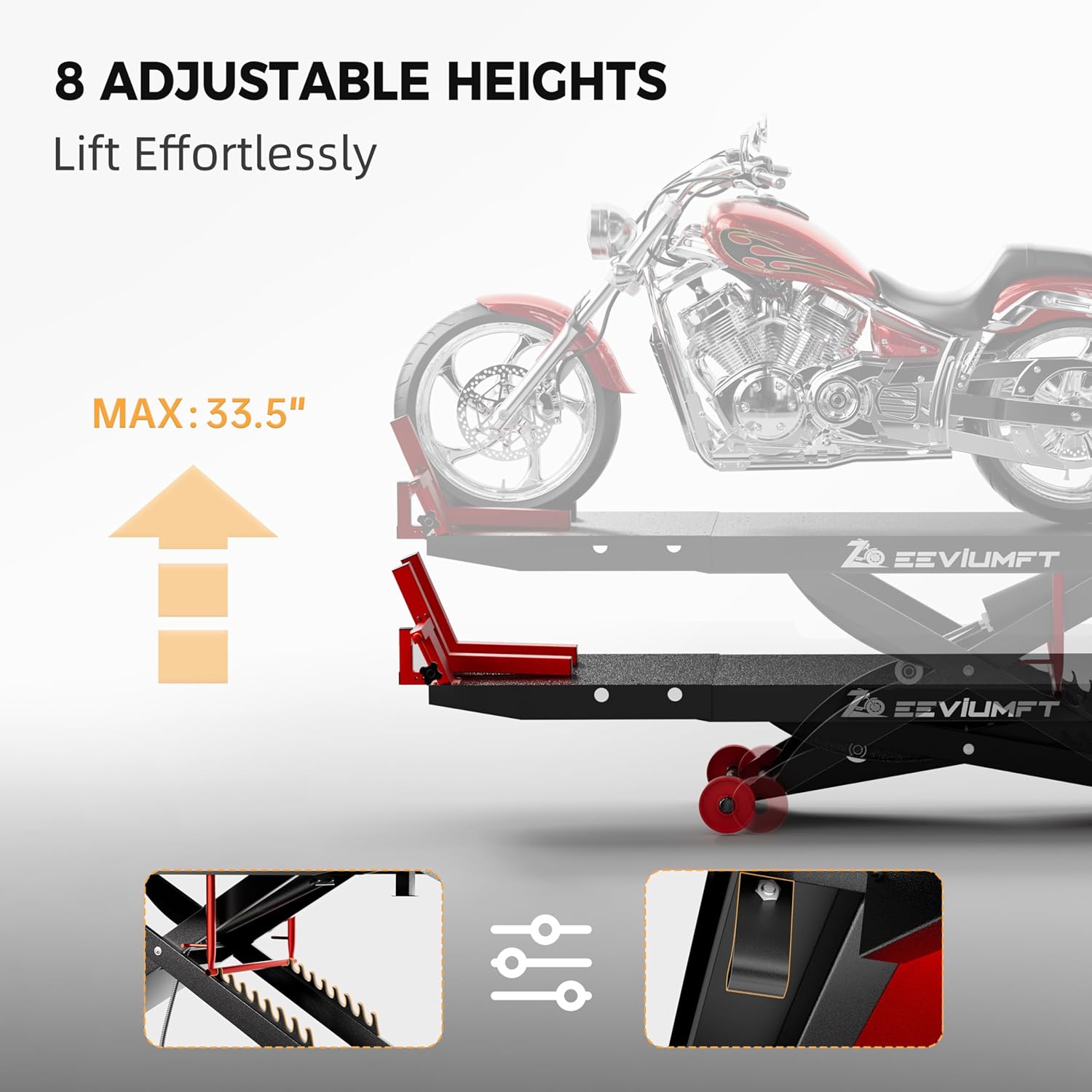 1500 LB Motorcycle Lift Table, Heavy-Duty Air/Hydraulic 24" Wide Platform, Stand-Up Ergonomic Installation, Bonus Motorcycle Jack, Fits Harley, Indian & Custom Bikes
