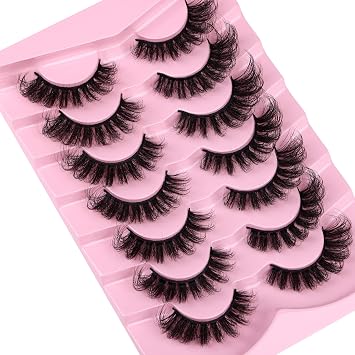 JIMIRE Eyelahes D Curl Faux Mink Lashes Fluffy Cat Eye 20MM Dramatic False Eyelashes Look Like Eyelash Extensions Cat Eye Lashes Wispy Full Eyelashes 7 Pairs Pack