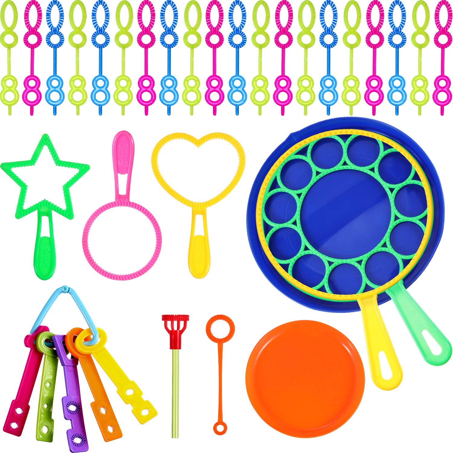 Gejoy 33 Pieces Colorful Bubble Wands Bubble Toys Bubble Making Wand Tools Bubble Sticks with Dipping Dish for Kids