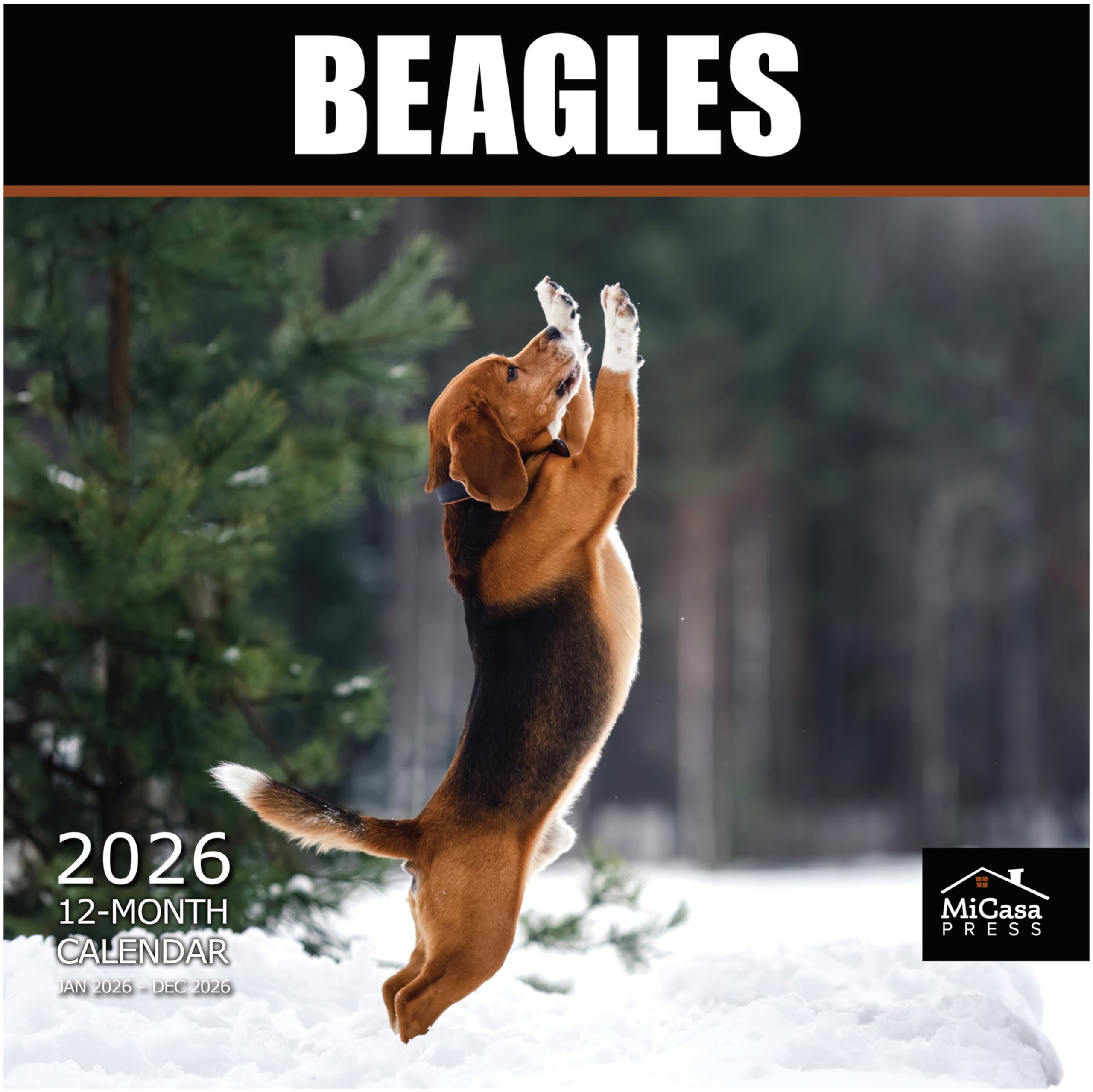 MICASA PRESS Beagles 2026 Wall Calendar 12 Month | 12" x 24" Open | Thick &amp; Sturdy Paper | Giftable | Cute Puppy Dog Calendar 2026