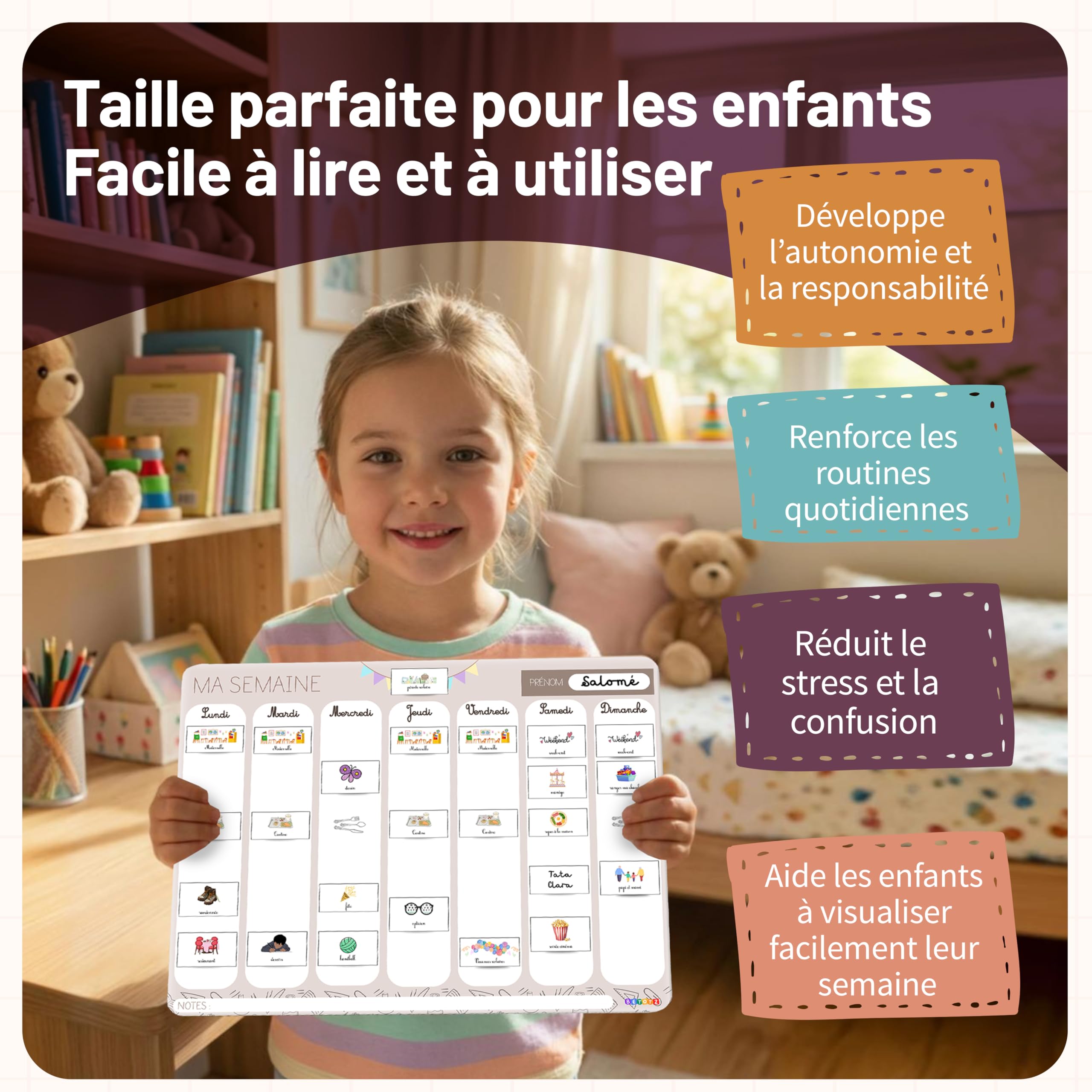 Semainier Enfant Magnétique 160 Aimants Calendrier Éducatif Routine Montessori Dès 3 Ans