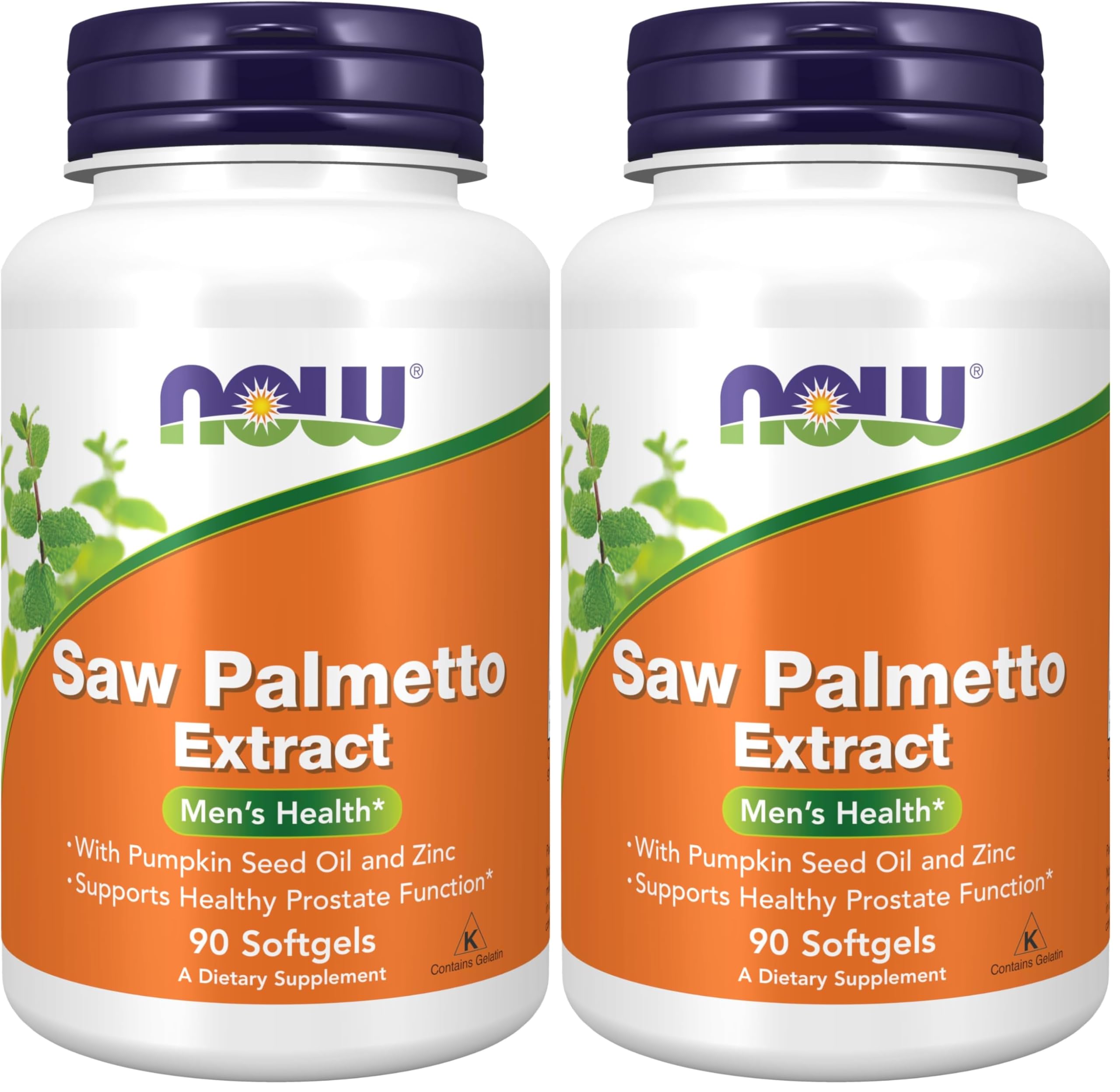 NOW Foods Supplements, Saw Palmetto Extract with Pumpkin Seed Oil and Zinc, Men's Health*, 90 Softgels, (Pack of 2) 90 Count (Pack of 2)