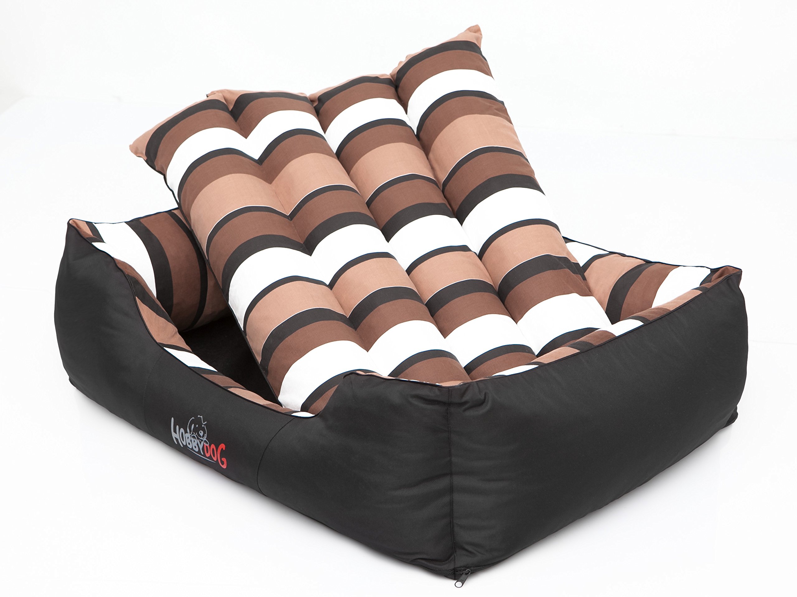 Cama Perro - Cuna para Perros para Dormir, con Funda de Cordura Extraíble (Lavable a 30°) - para Perros Pequeños y Grandes - Sofa para Perros - 85 x 65 cm - Negro con Rayas