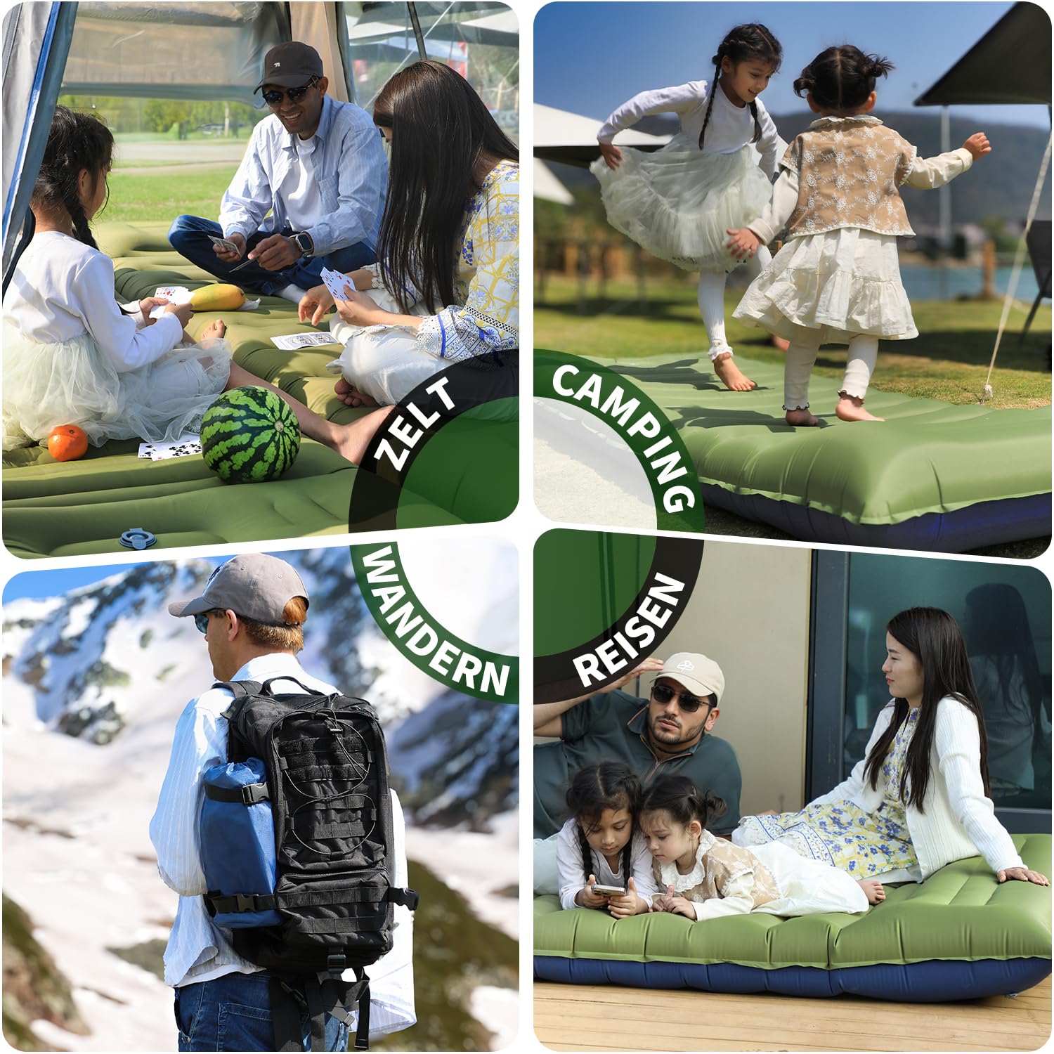 Myxslop Colchoneta de dormir para camping, gruesa de 5 pulgadas con almohada incorporada, bomba de pie integrada, almohadillas inflables ultraligeras para acampar, mochileros, senderismo, tienda de