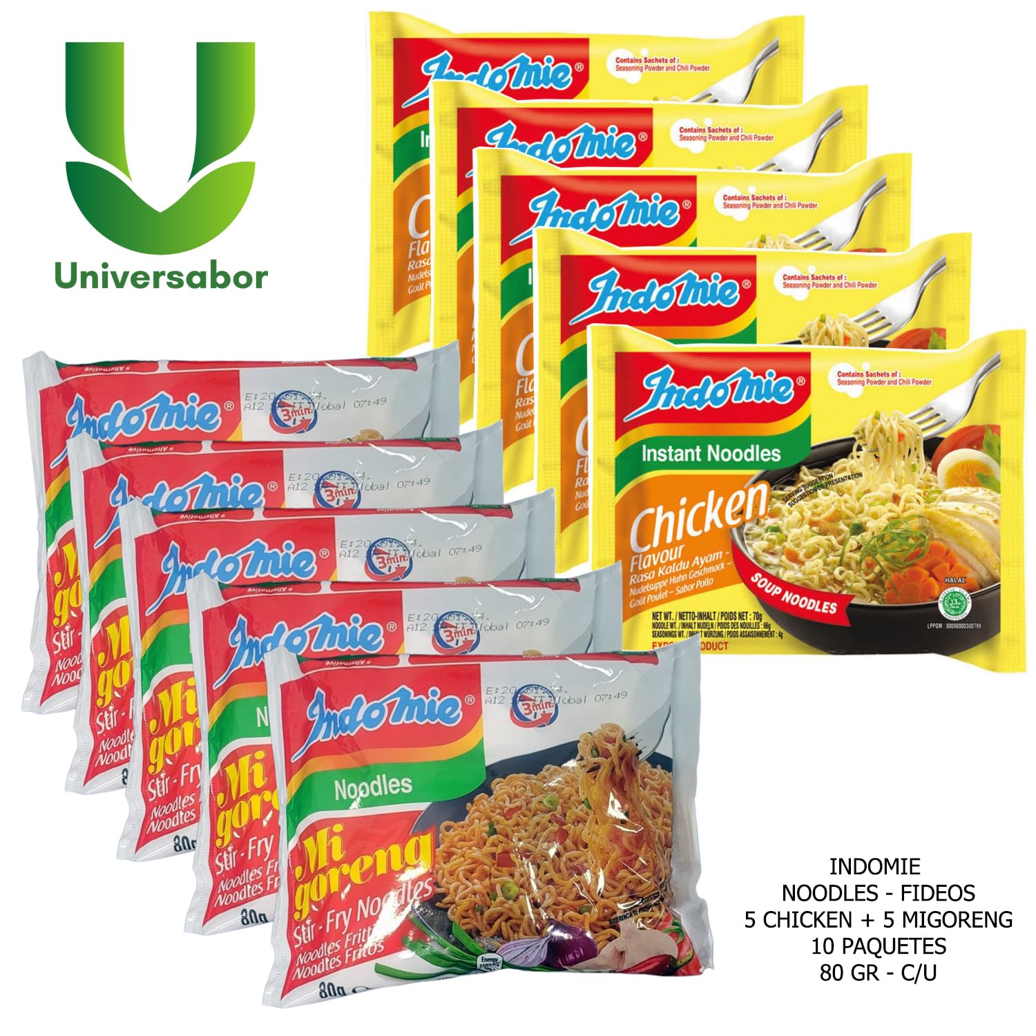 Indomie Noodles Mixto Pack 10 x 820g Mi Goreng Pollo