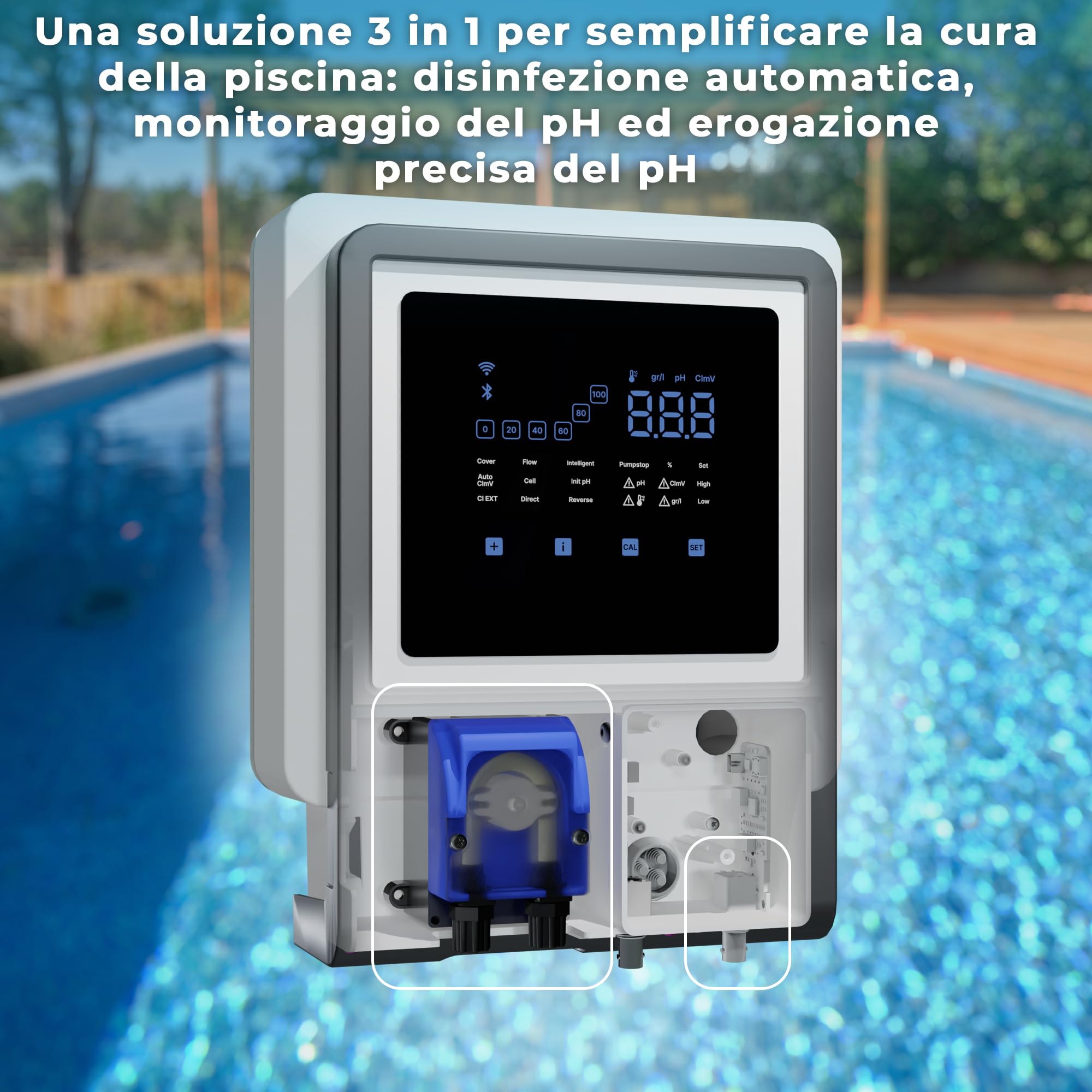 Gre SWGA60 Cloratore salino connesso Piscine Fino a 60 m³ con peristaltica
