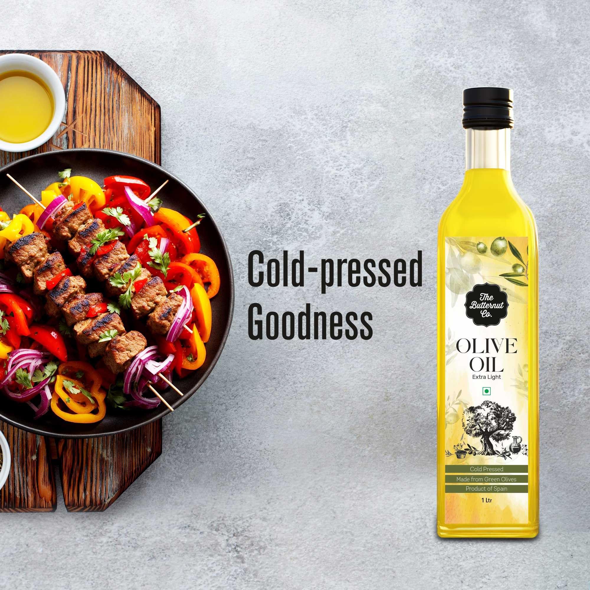 The Butternut Co. Cold Pressed Extra Light Olive Oil, Premium Cooking Oil, Perfect for Frying, Dressing, Garnishing & Drizzling on Salads, Good for Digestion and Heart, Daily Use, 1 Litre (Pack of 2) - Image 4 thumbnail