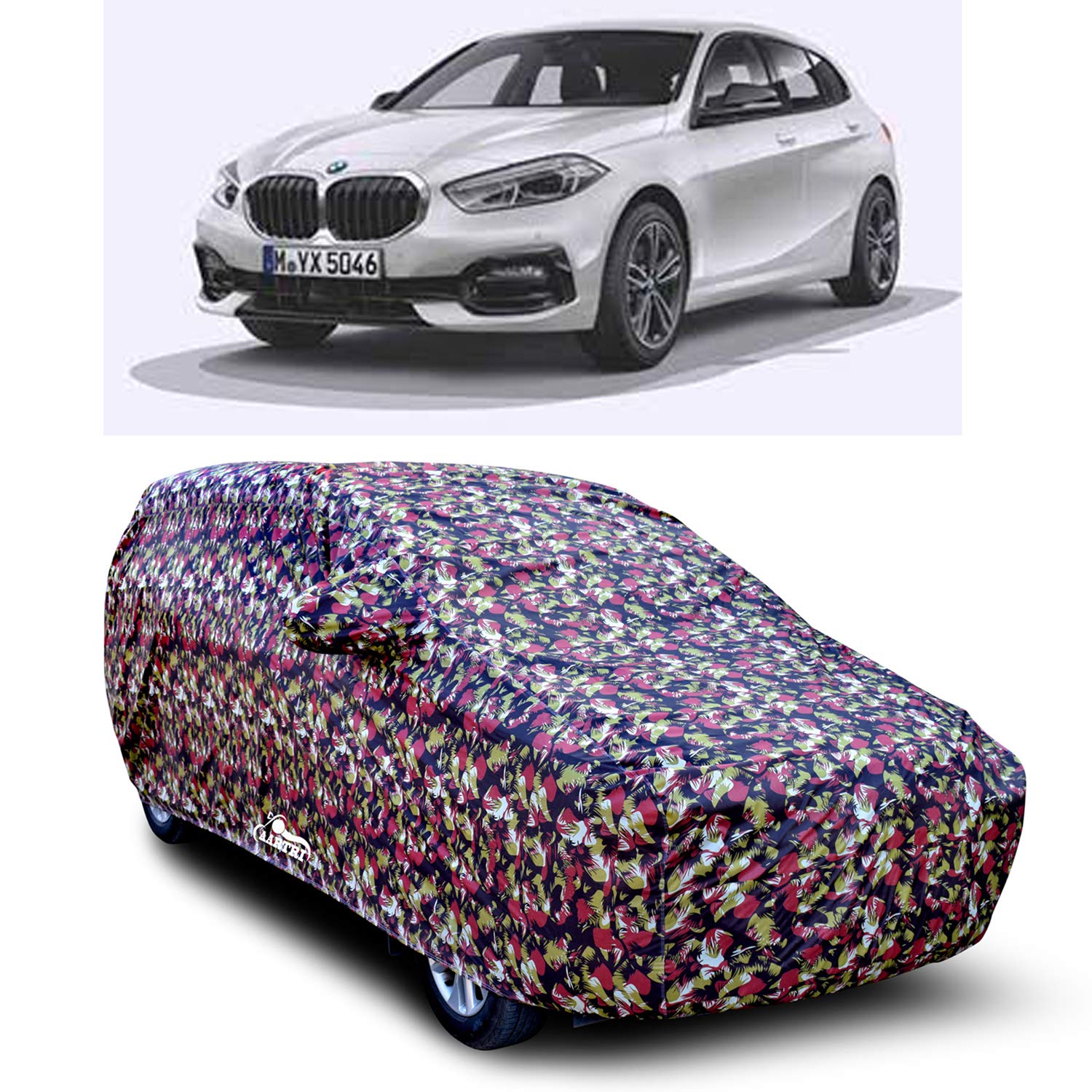 WOBIT COVERS® - Car Body Cover for Compatible with 1 Series Car Cover - for All Model - Water Resistant - dust Proof - Scratch Proof (Military with Mirror)