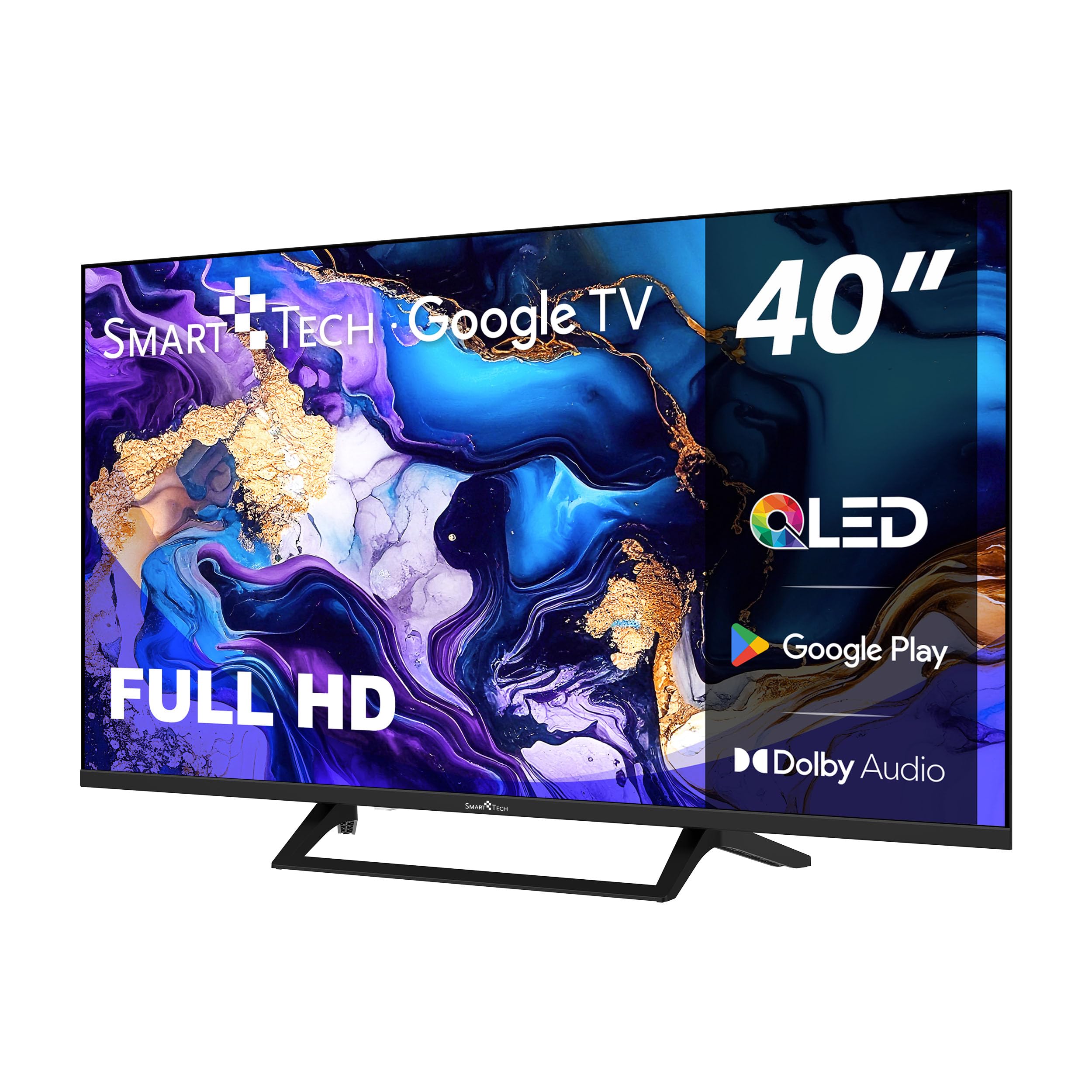 Smart Tech TV 40" (100 cm) 40QG01V Google TV QLED Full HD; 3 HDMI, 2 USB, Sonido Dolby Digital Plus