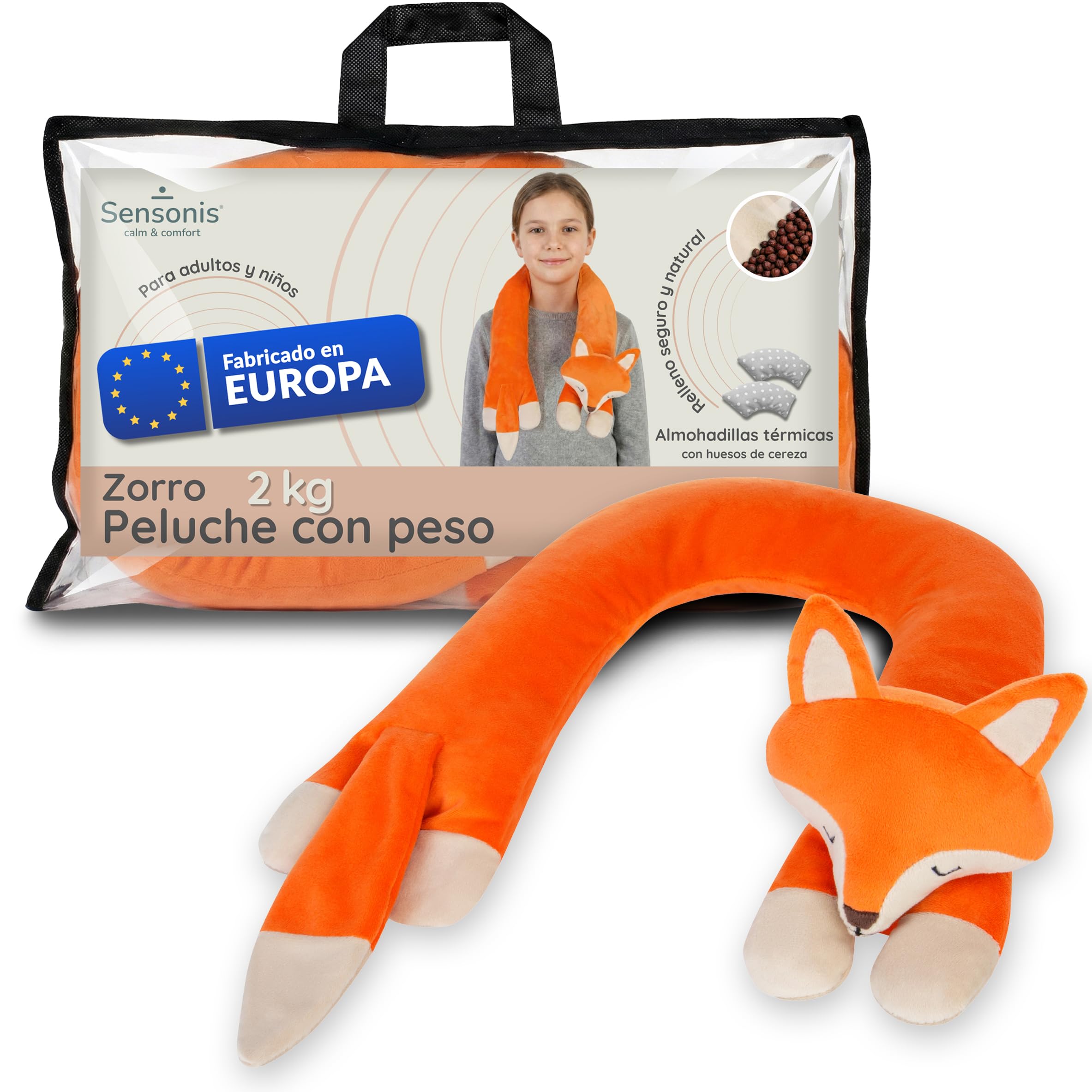 Peluche con Peso 2 kg, Zorro Peluche Ansiedad, Relajante