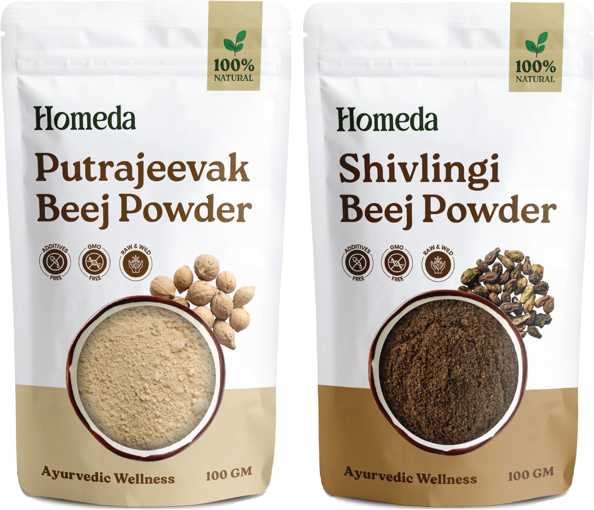 Shudh Online Sivalingi and Putrajivak Seed Powder Combo (100 grams each), Putrajeevak and Shivlingi Beej powder, Putrijivak, Putr Jivak, Shivalinga, Shivling