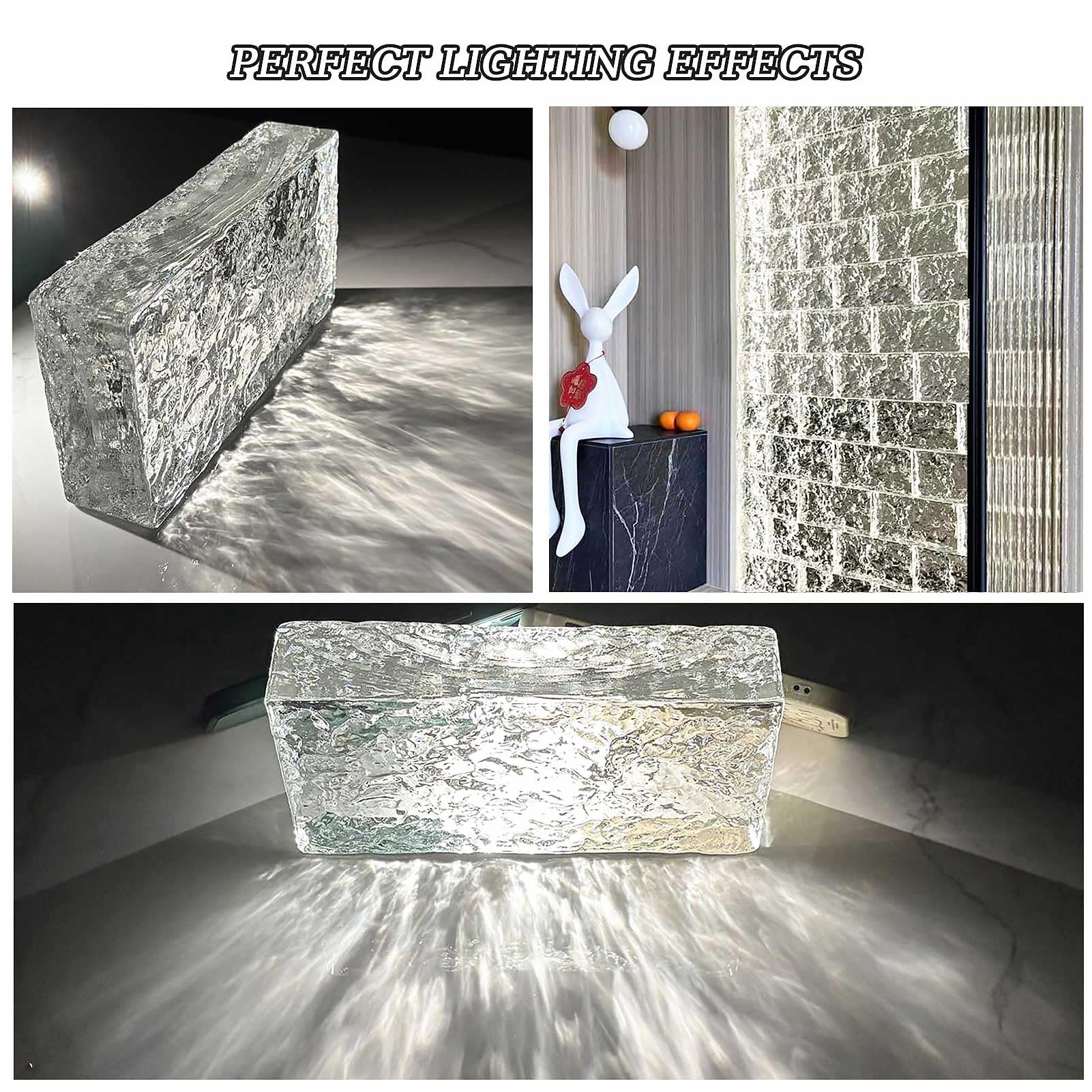 Mattoni in Vetro Trasparenti Rettangolari con Motivo a Cristallo Ghiacciato, Utilizzati in Ambito Edilizio per Pareti Divisorie, Nonché per Impianti di Illuminazione Fai da Te,Verde,4 Brick