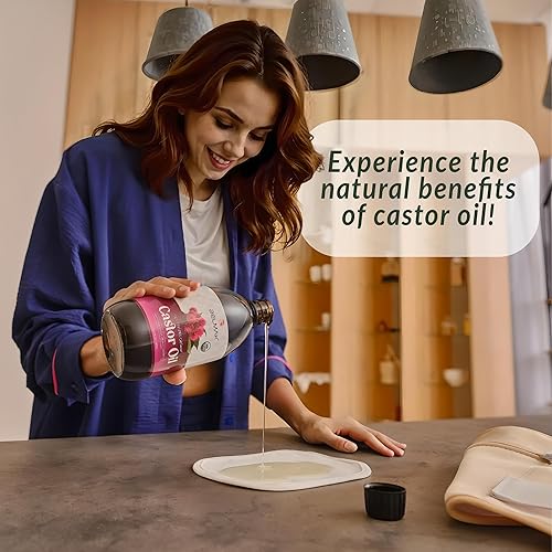 Miniatura 4 de Aceite de ricino orgánico prensado en frío sin refinar (botella de vidrio de 16.2 onzas), certificado por USDA, aceite de ricino 100% puro y
