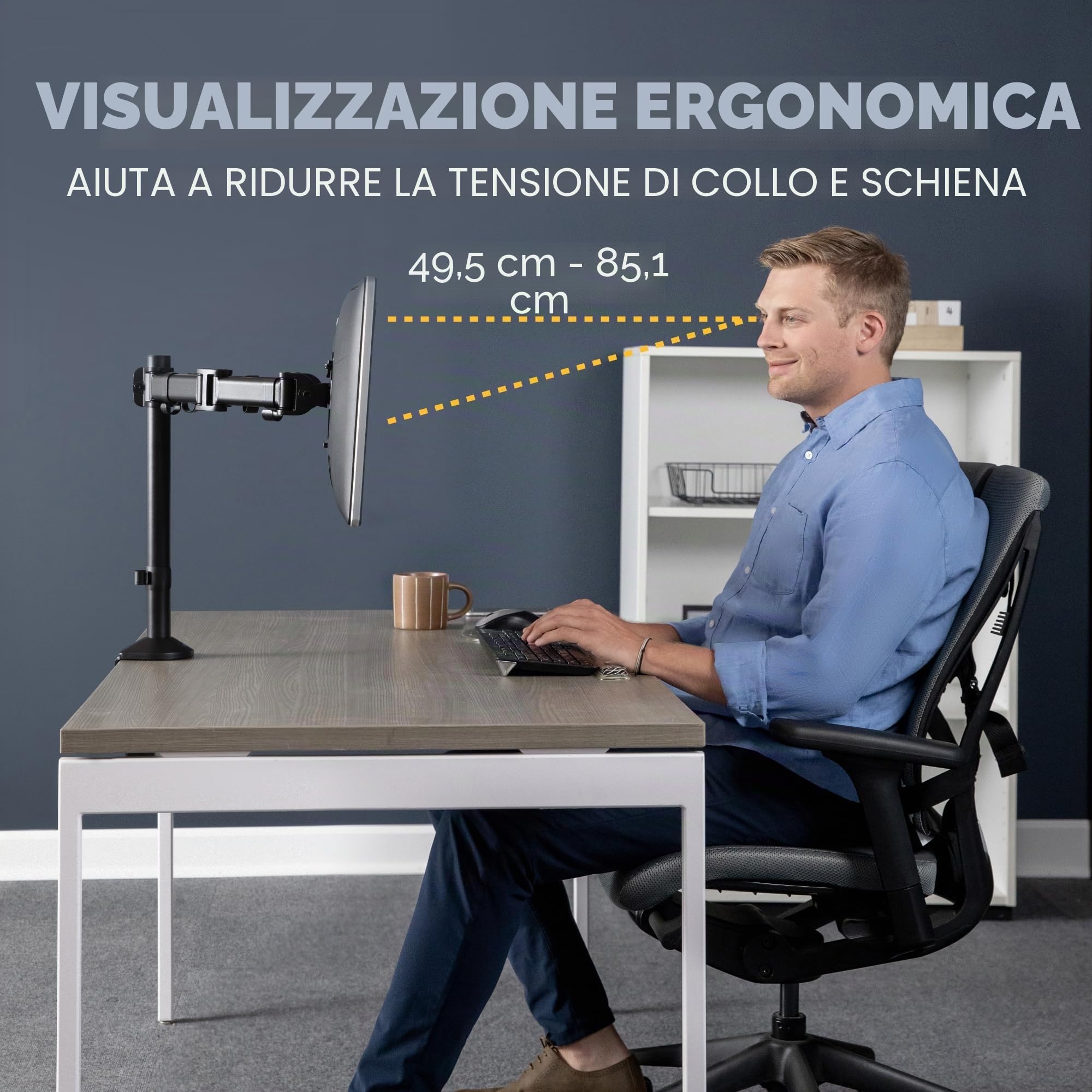 Fellowes 850601 Braccio monitor doppio Reflex Series, regolabile, nero