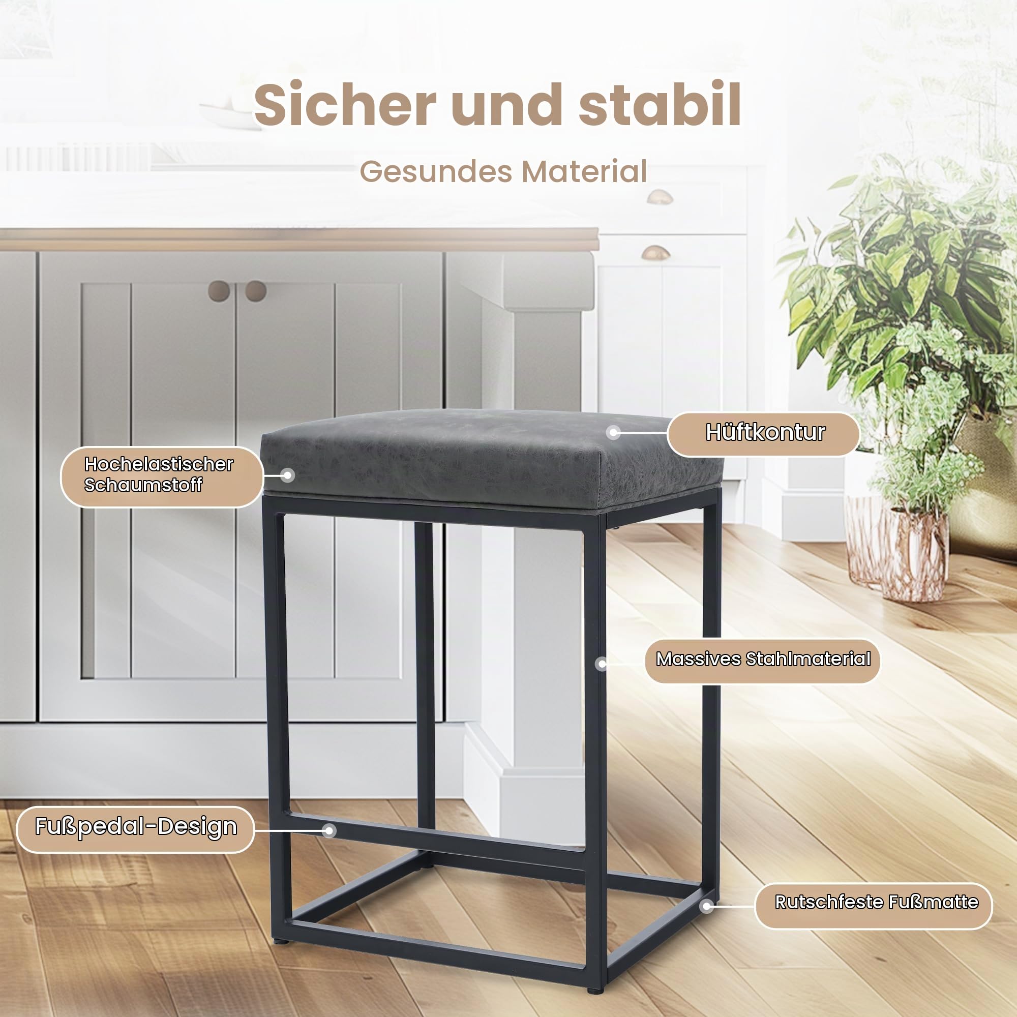 ALPHA HOME Barhocker, Counter Höhe Barhocker mit Fußstütze