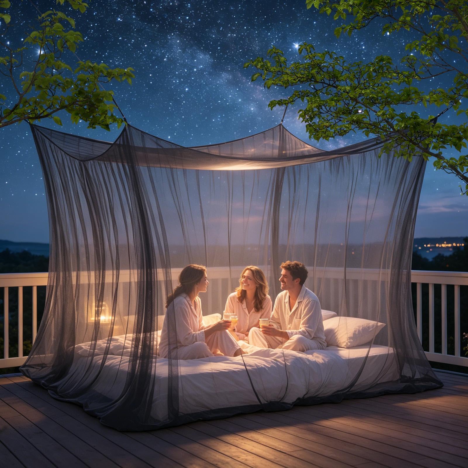 Zanzariera XXL Per Letti Matrimoniali, Tenda Zanzariera 300x300x250cm | Gazebo Esterno Anti Insecti Con Porte A Zip, Zanzariera Per Letto A Baldacchino Per Gazebo, Terrazza, lodges