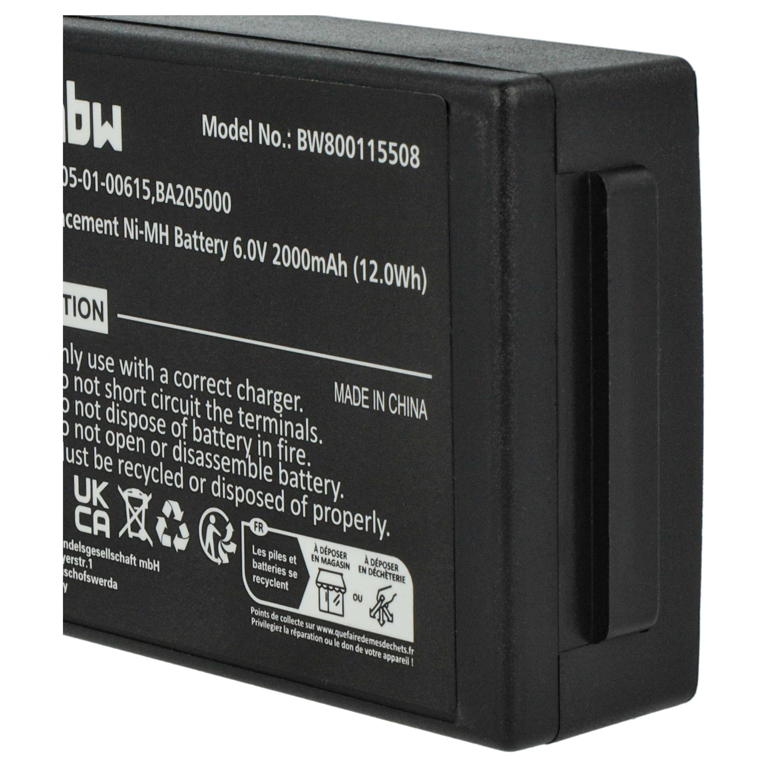 vhbw batteria sostituisce HBC BA225000, BA225030, BA226030 per Radiocomando Industriale, Telecomando (2000mAh, 6V, NiMH) - Nero