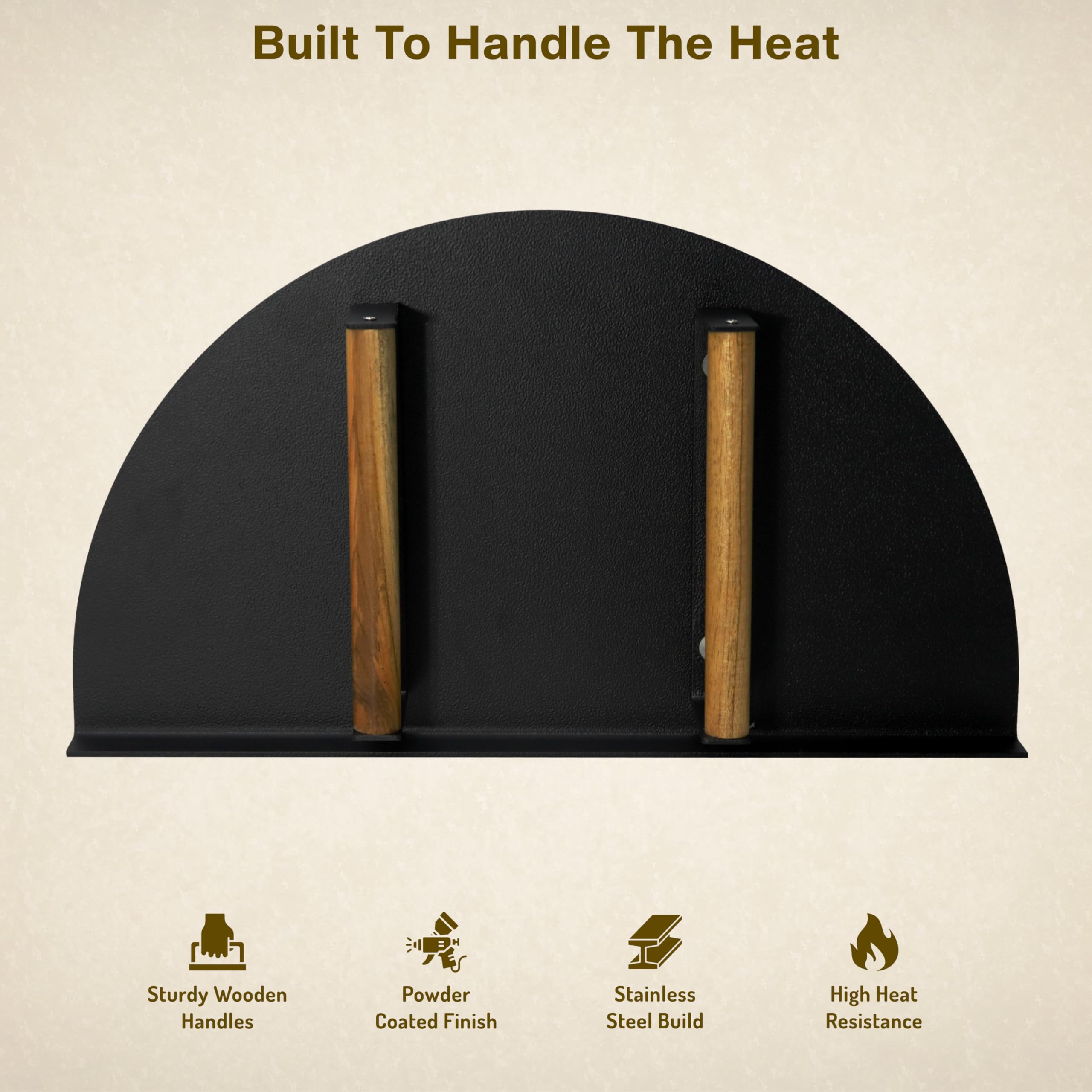 Simond Store Porta del forno resistente in acciaio inossidabile (50,8 cm di lunghezza x 28,9 cm di altezza) con manico in legno, per forno per pizza da interno ed esterno