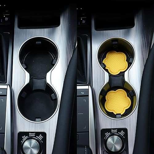 Miniatura 5 de GaRhomxy 4 posavasos universales antideslizantes, soporte en forma de flor de PVC, accesorios de cristal para interiores (amarillo)