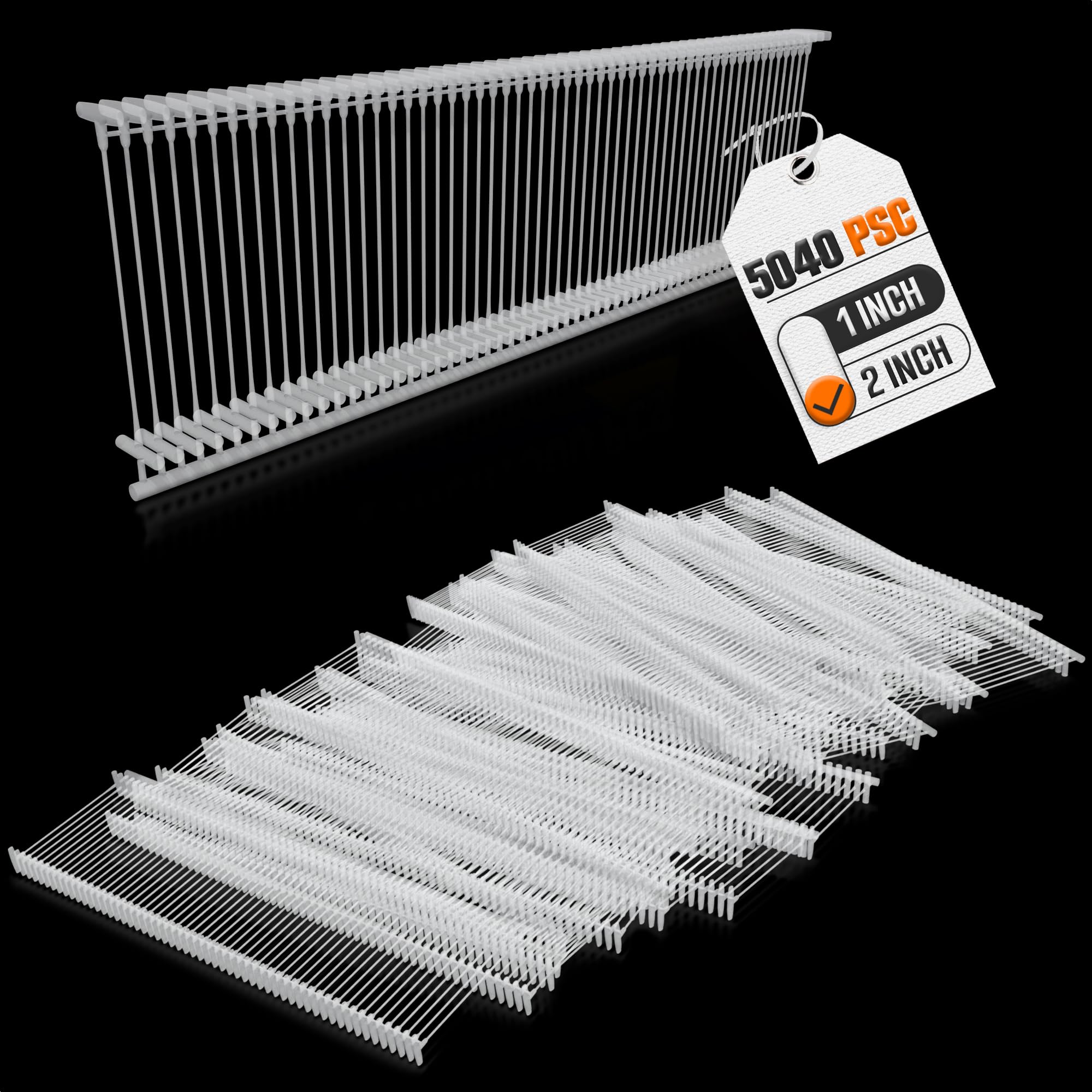 5040Pcs Standard Tagging Gun Fasteners – 2" Transparent Plastic Tagging Gun Refill for Standard Taggers, Flexible & Easy to Use – All Standard Price Tag Gun for Clothes, Garments, Toys, Luggage & More