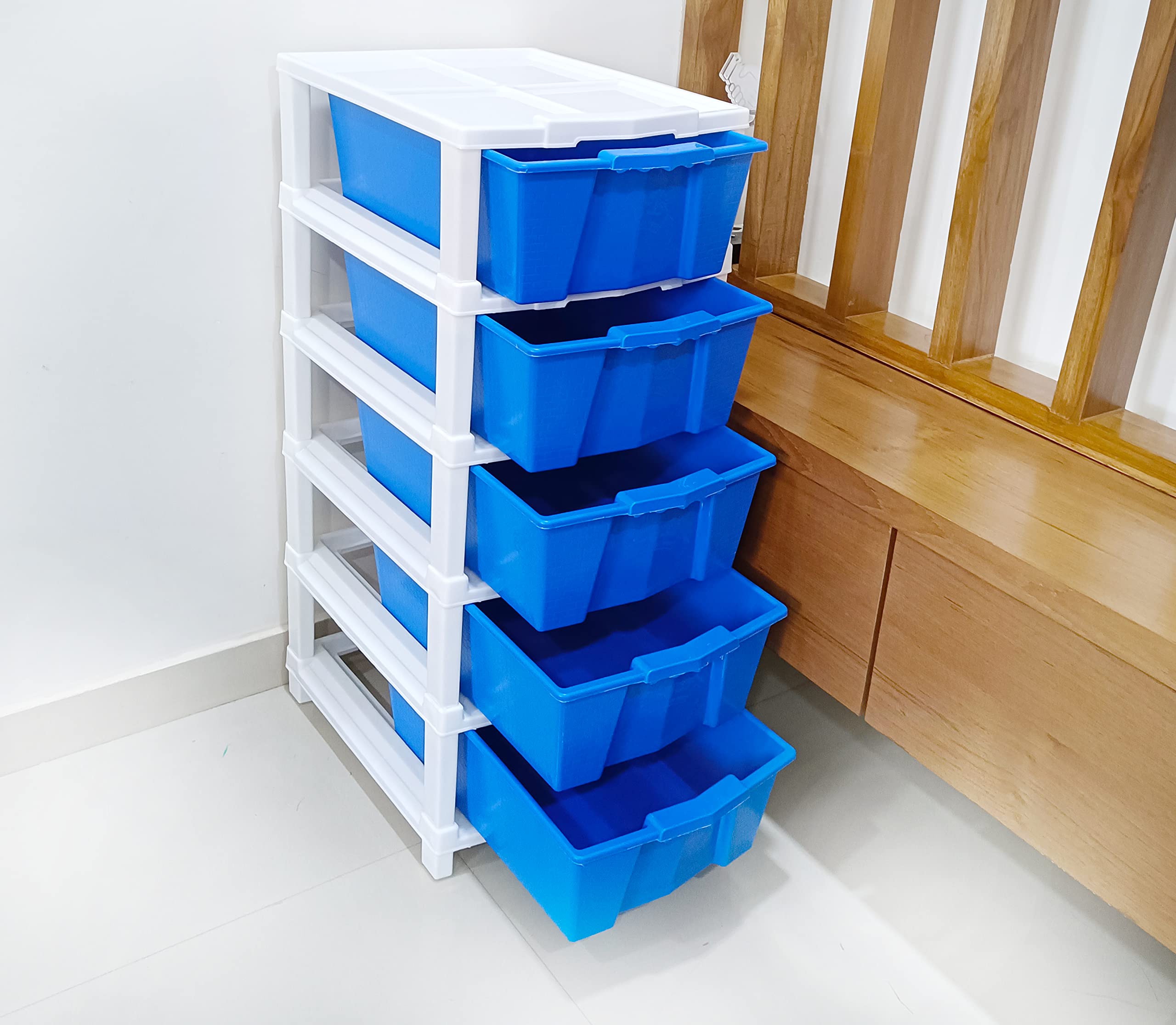 Techhark® Drawer Multipurpose Drawer Plastic Modular Chest Storage Organizer Home, Office, Parlor, School, Doctors, Home and Kids (Blue, Blue 5XL)