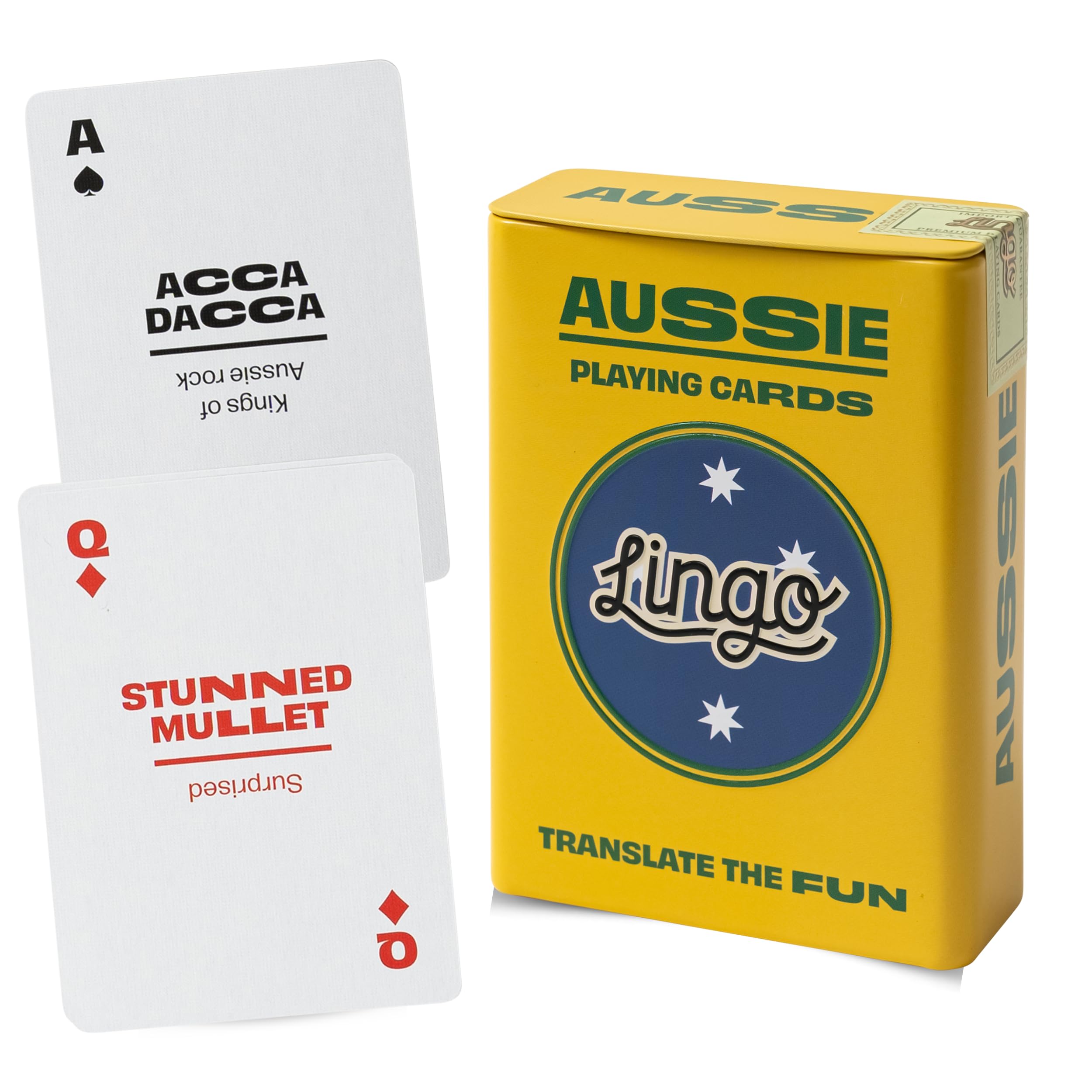 Lingo Aussie Playing Cards in Wayfarer Tin Box | Travel Flashcards | Learn Aussie Slang Vocabulary in A Fun & Easy Way | 52 Essential Translations