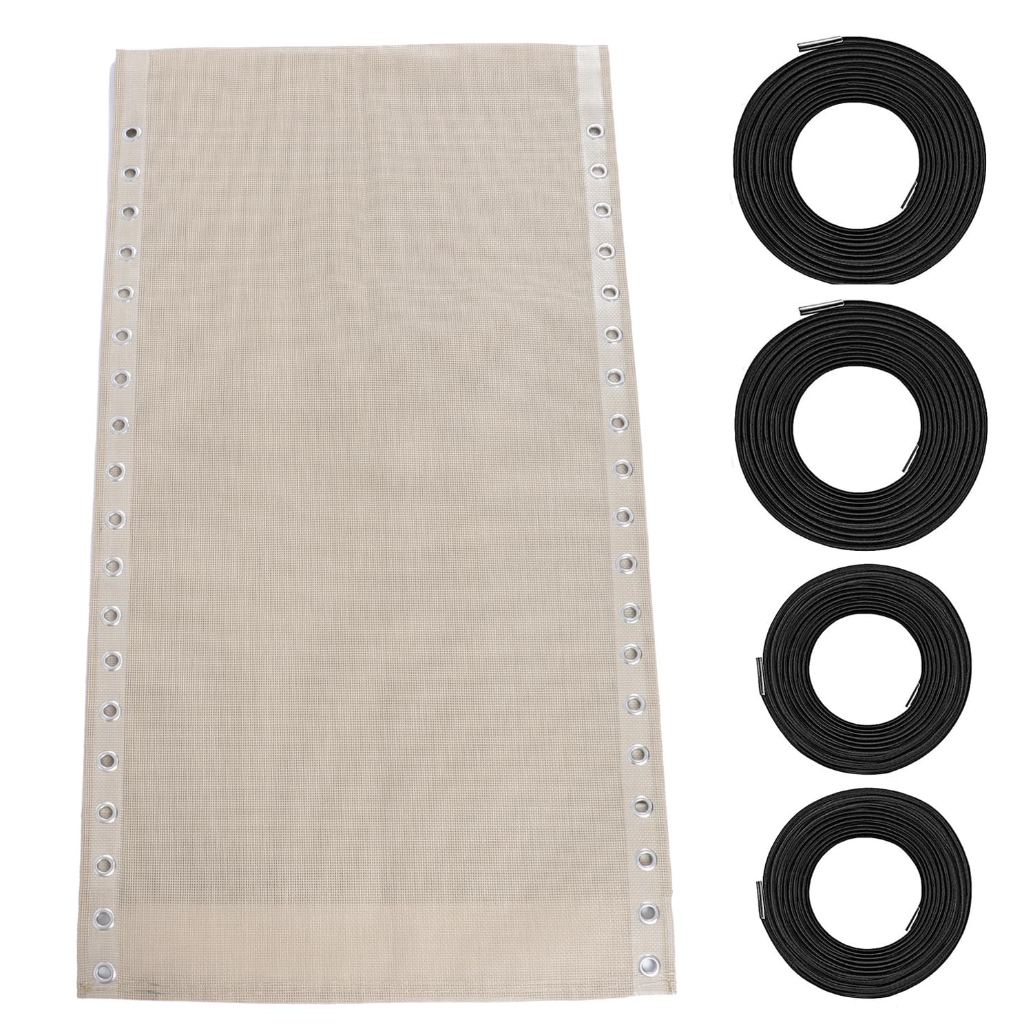 Tela de repuesto para silla Zero Gravity con kit de 4 cuerdas elásticas, paño de reparación de 17 pulgadas de ancho para patio, sillas reclinables antigravedad, silla de playa, color trigo