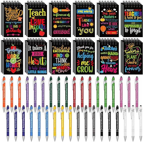 Miniatura 1 de Tisancy Juego de 72 piezas de regalos de agradecimiento para profesores, bolígrafos para profesores, cuadernos motivacionales, blocs de notas