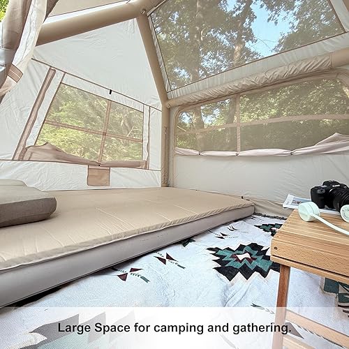 Miniatura 6 de Tienda de campaña inflable para 3-4 personas, tienda de campaña inflable con bomba de mano, fácil instalación, impermeable, tienda de campaña