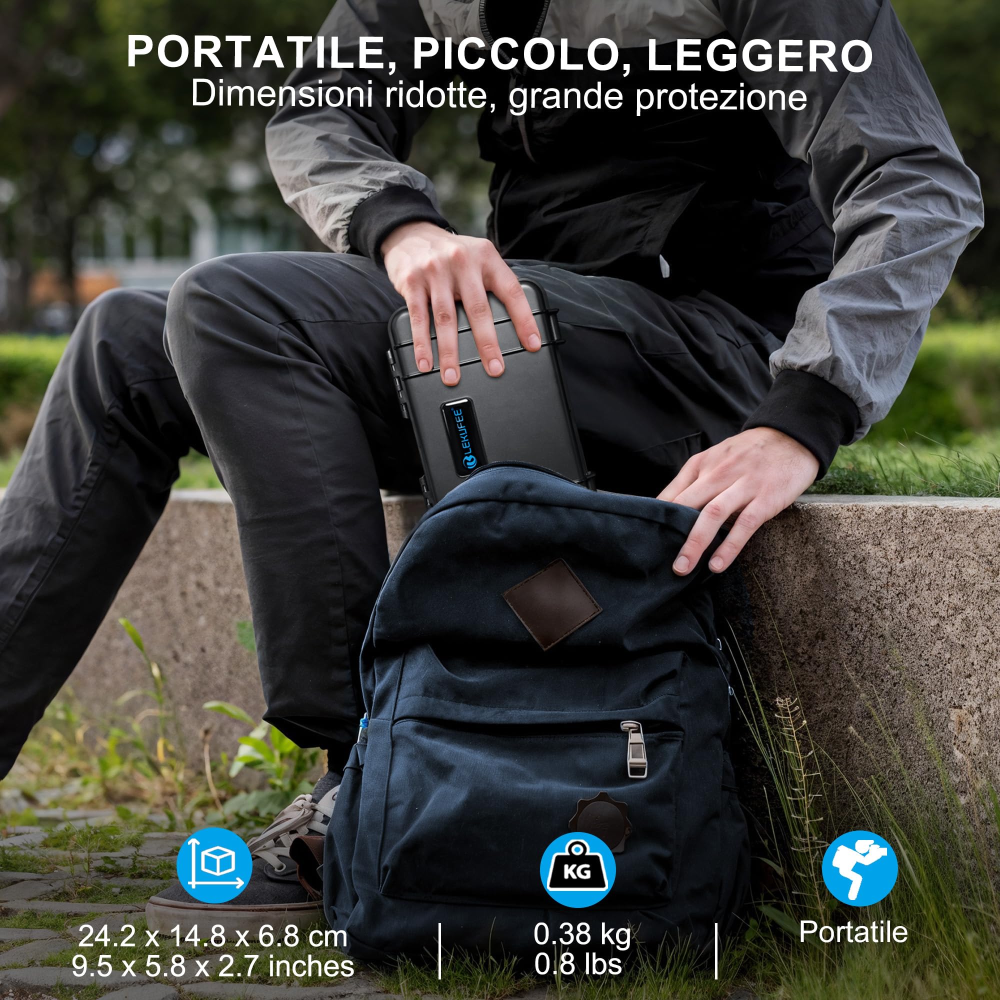 Lekufee Custodia Rigida Impermeabile da Viaggio per Gopro Hero 13/12 / 11/10 / 9, Gopro LIT Hero, Hero 4K, Media Mod e altri accessori (solo custodia e borsa)