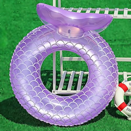 Miniatura 6 de Flotador de sirena para piscina, tubo de piscina para niños, cola de sirena inflable, anillos de natación, actividades acuáticas, suministros para