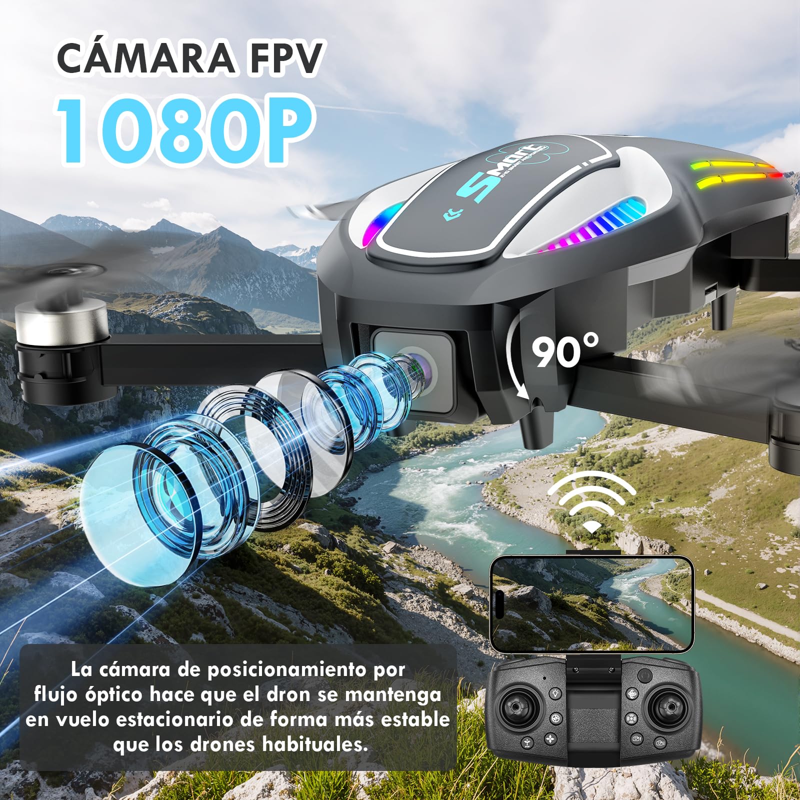 Dron con cámara 1080P – mini dron plegable