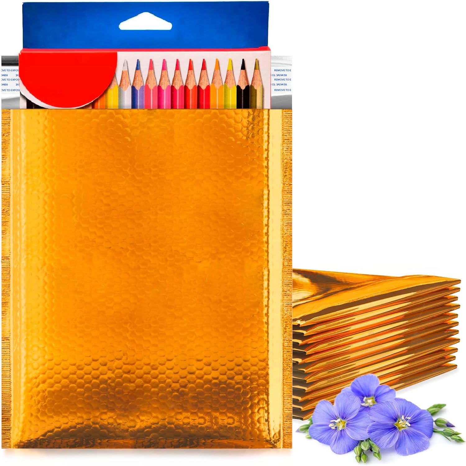 Gold Metallic Bubble Mailers, 8.5 x 11 Inches. Pack of 200 Bright Metallic Bubble Envelope. Self-Seal Foil Shipping Envelopes. Waterproof Poly Mailers Metallic for Small Business